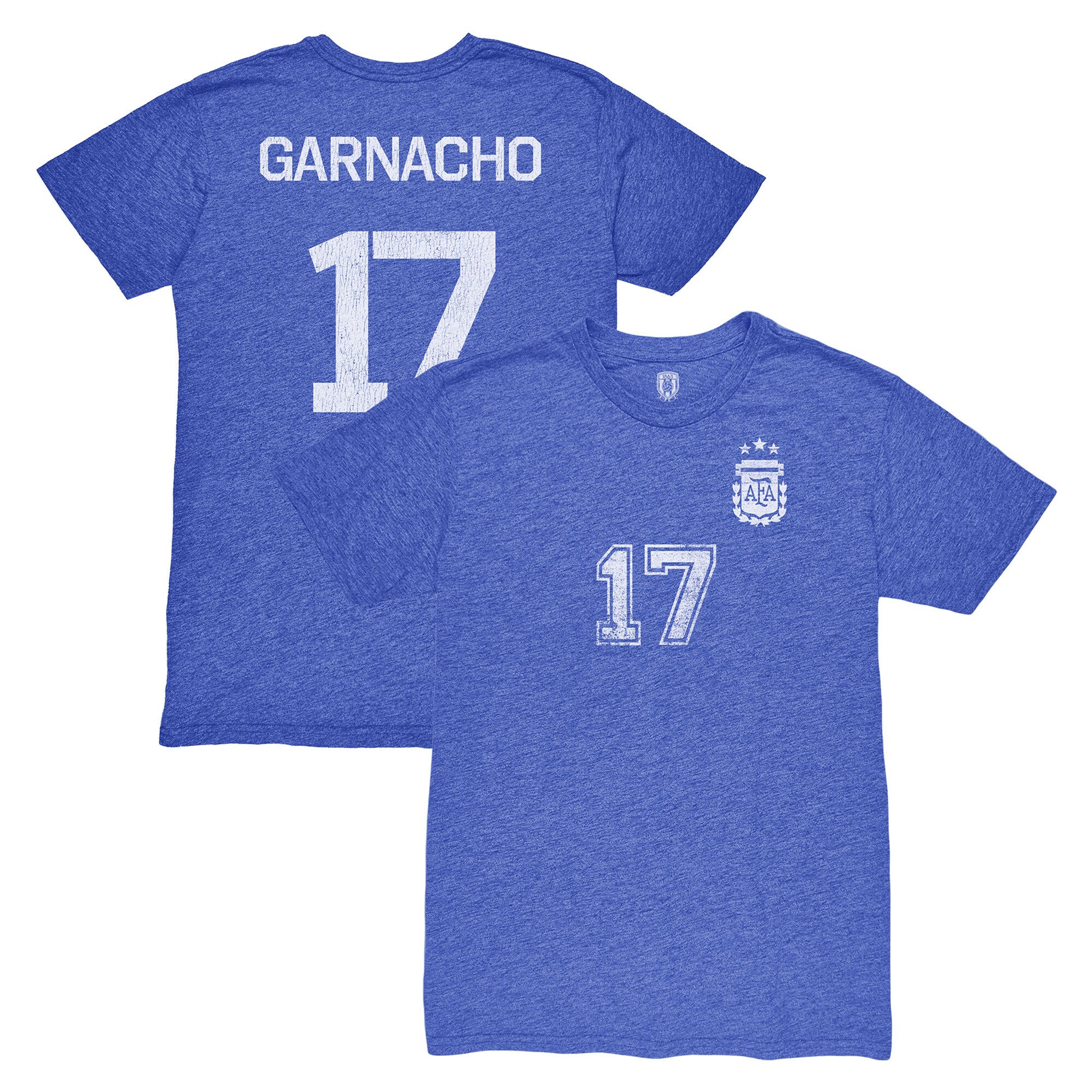 Shop alejandro garnacho argentina national team 1863fc player vintage tri-blend t-shirt – blue – Mexico Football Shirts & World Cup Jerseys