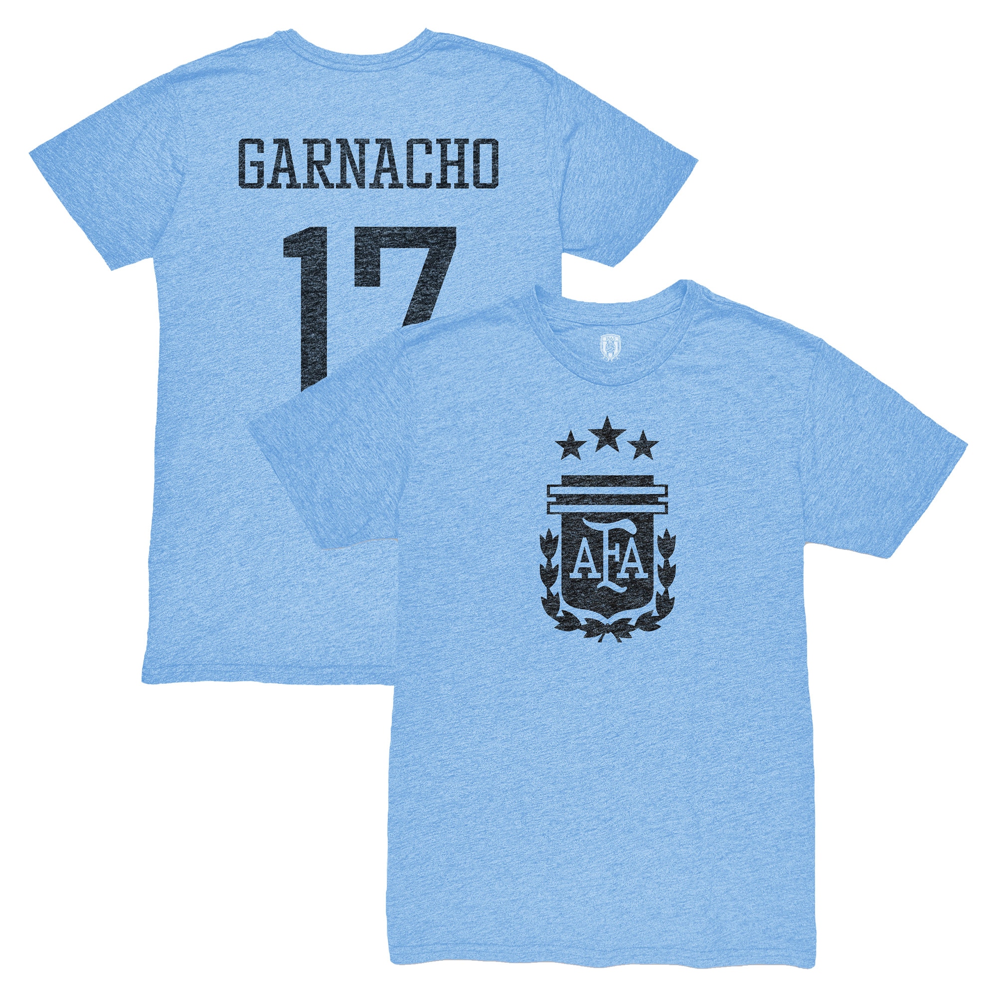 Shop alejandro garnacho argentina national team 1863fc player vintage tri-blend t-shirt – light blue – Mexico Football Shirts & World Cup Jerseys