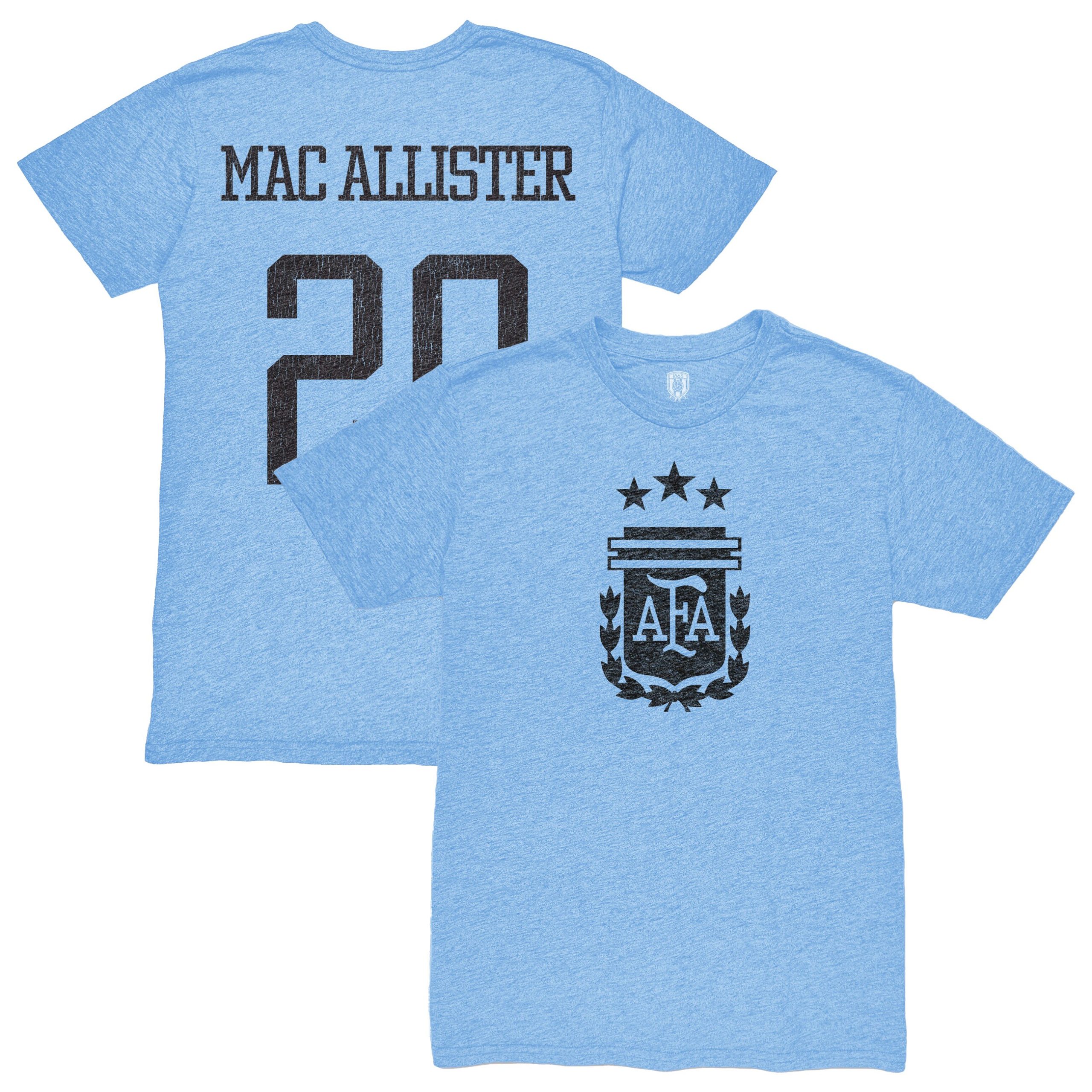 Shop alexis mac allister argentina national team 1863fc player retro tri-blend t-shirt – light blue – Mexico Football Shirts & World Cup Jerseys