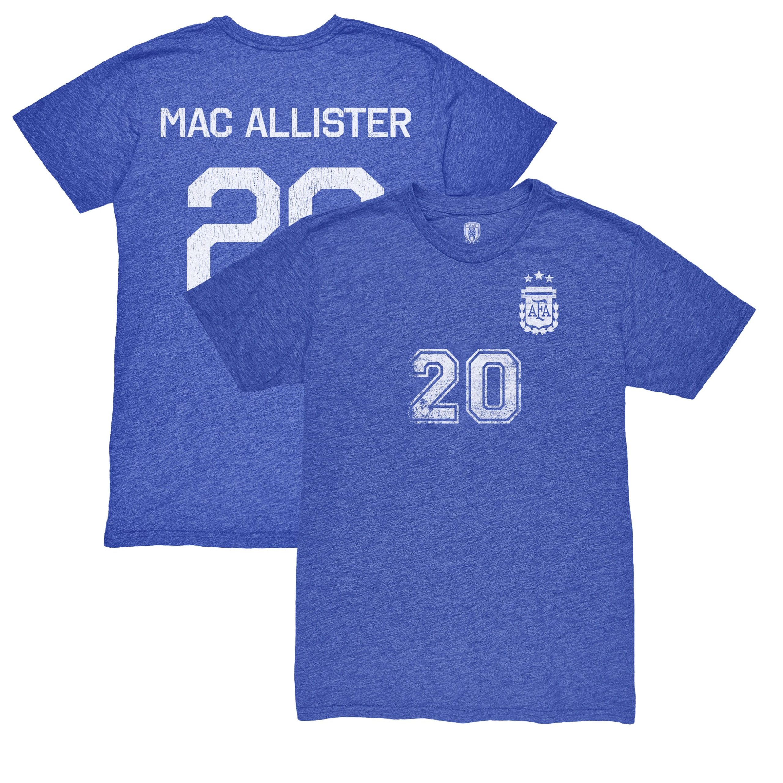 Shop alexis mac allister argentina national team 1863fc retro name amp number tri-blend t-shirt – blue – Mexico Football Shirts & World Cup Jerseys