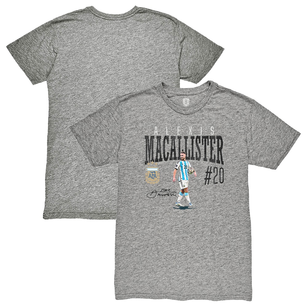 Shop alexis mac allister argentina national team 1863fc snapshot tri-blend t-shirt – heather gray – Mexico Football Shirts & World Cup Jerseys