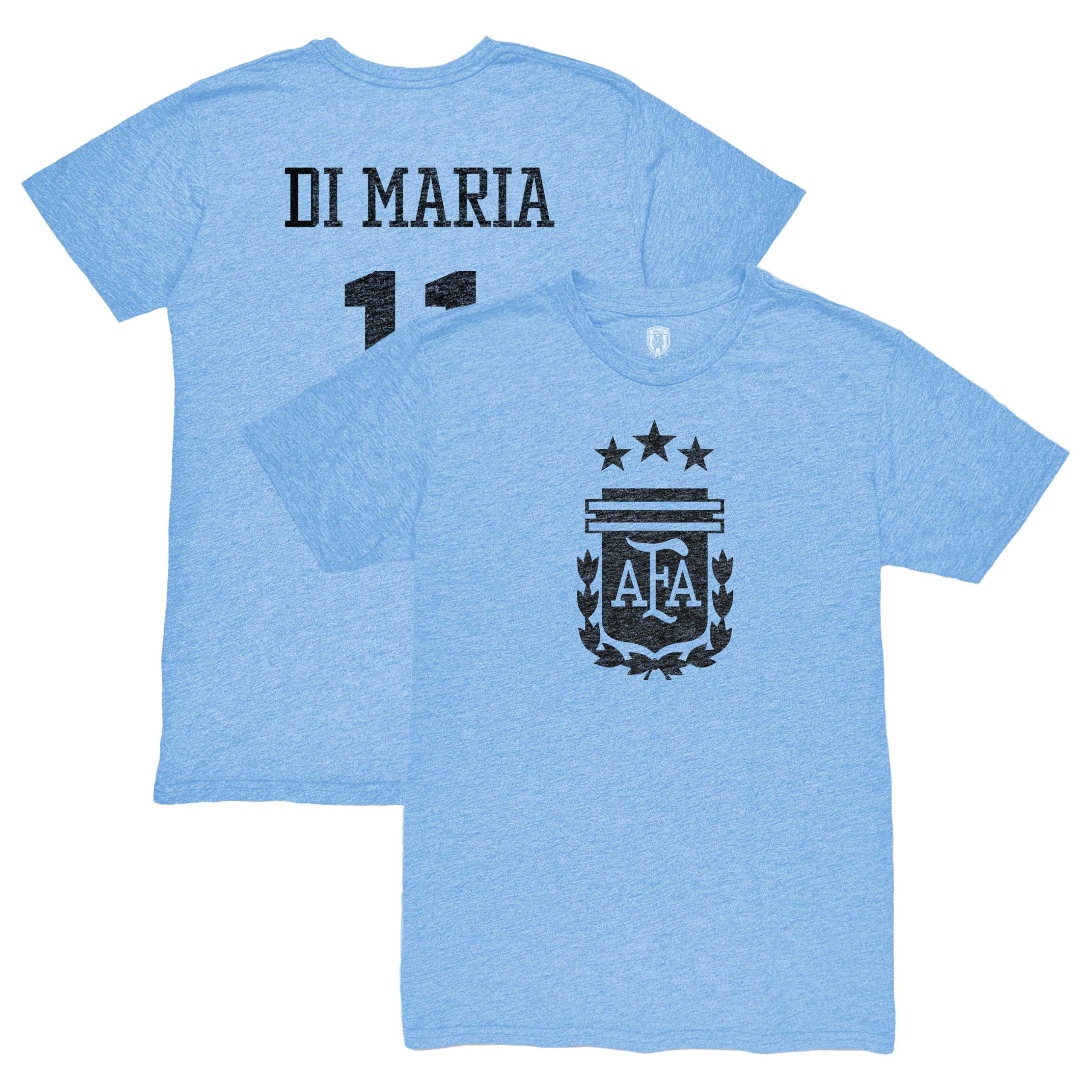Shop angel di maria argentina national team 1863fc retro player tri-blend t-shirt – light blue – Mexico Football Shirts & World Cup Jerseys
