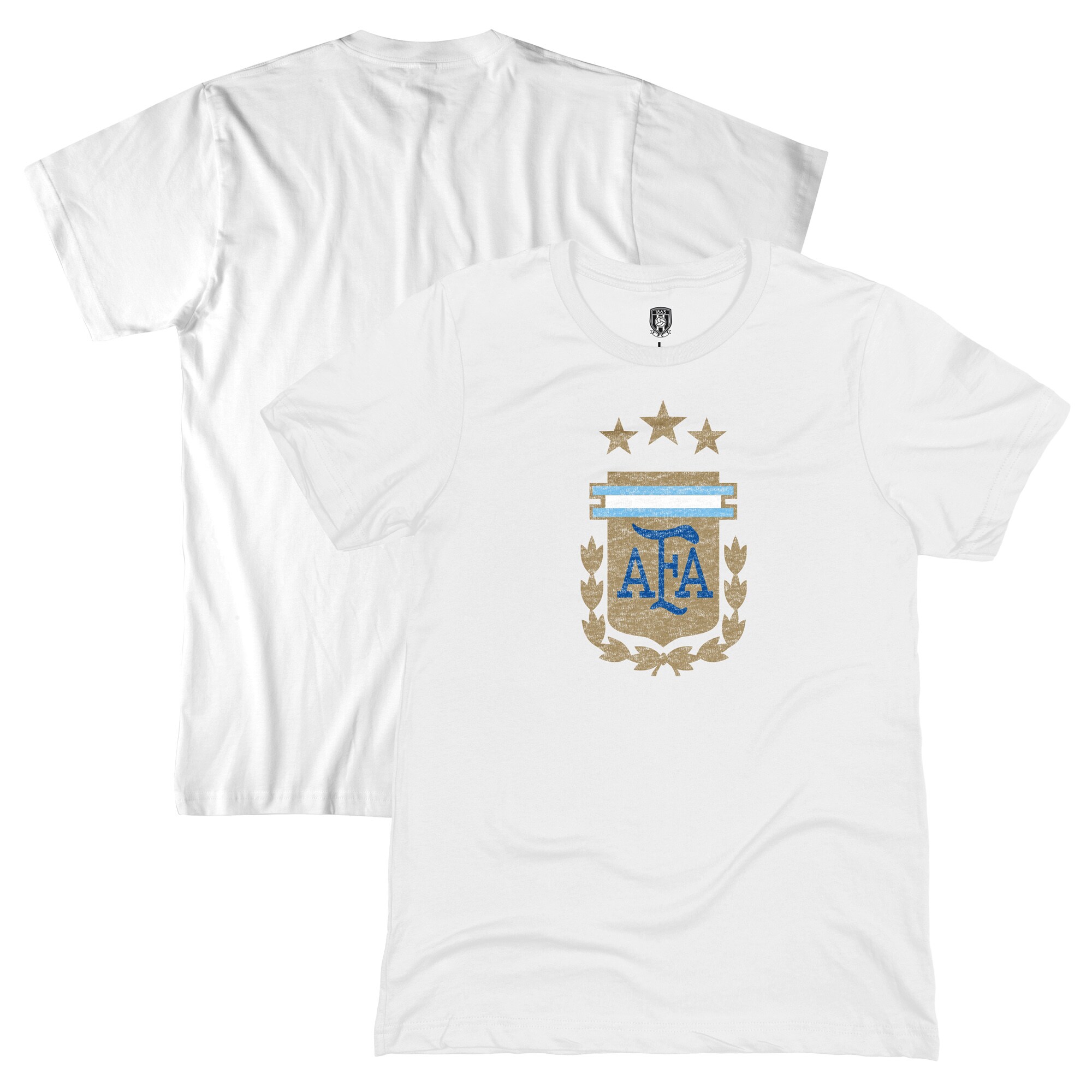 Shop argentina national team 1863fc badge t-shirt – white – Mexico Football Shirts & World Cup Jerseys
