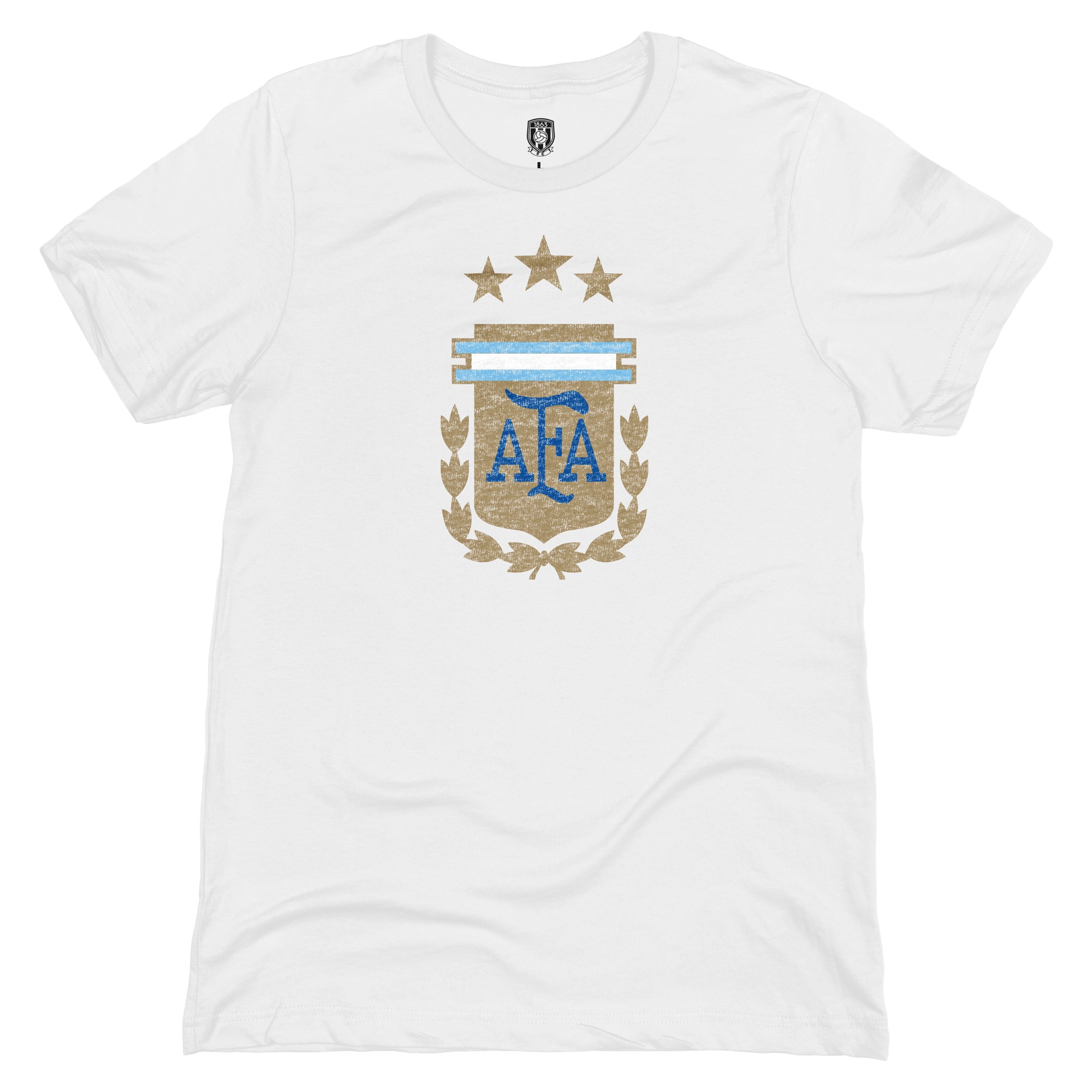 Shop argentina national team 1863fc badge t-shirt – white – Mexico Football Shirts & World Cup Jerseys