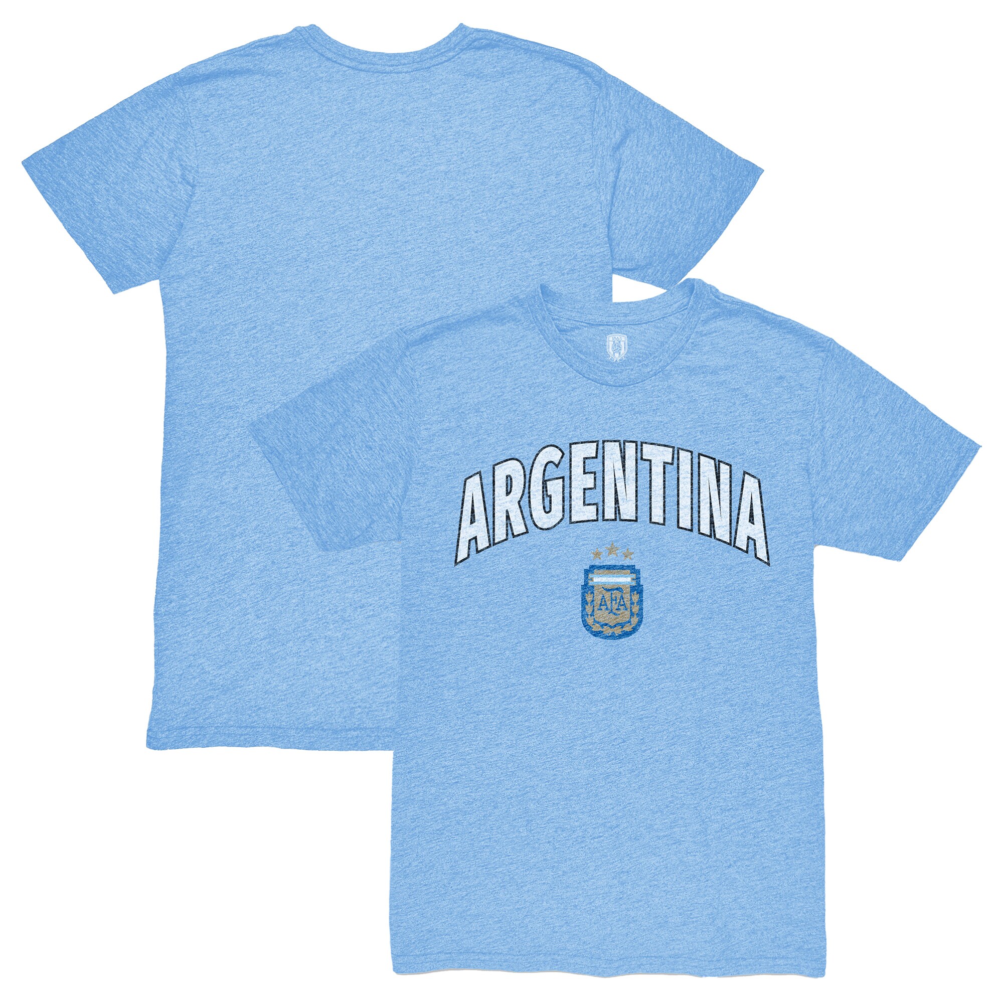 Shop argentina national team 1863fc retro wordmark tri-blend t-shirt – light blue – Mexico Football Shirts & World Cup Jerseys