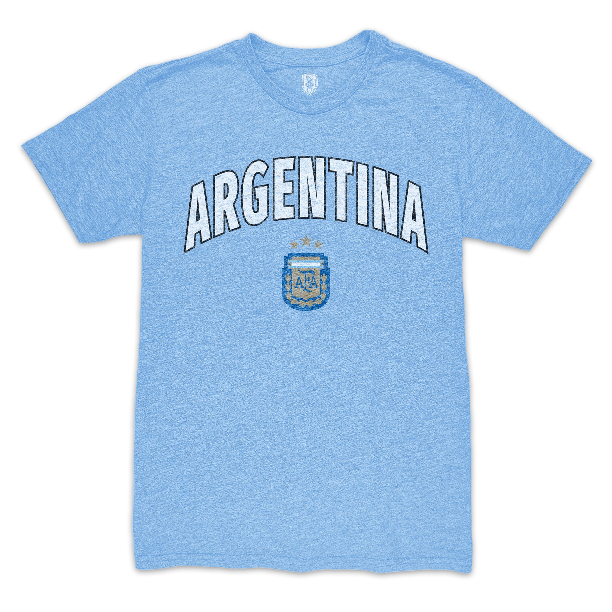 Shop argentina national team 1863fc retro wordmark tri-blend t-shirt – light blue – Mexico Football Shirts & World Cup Jerseys