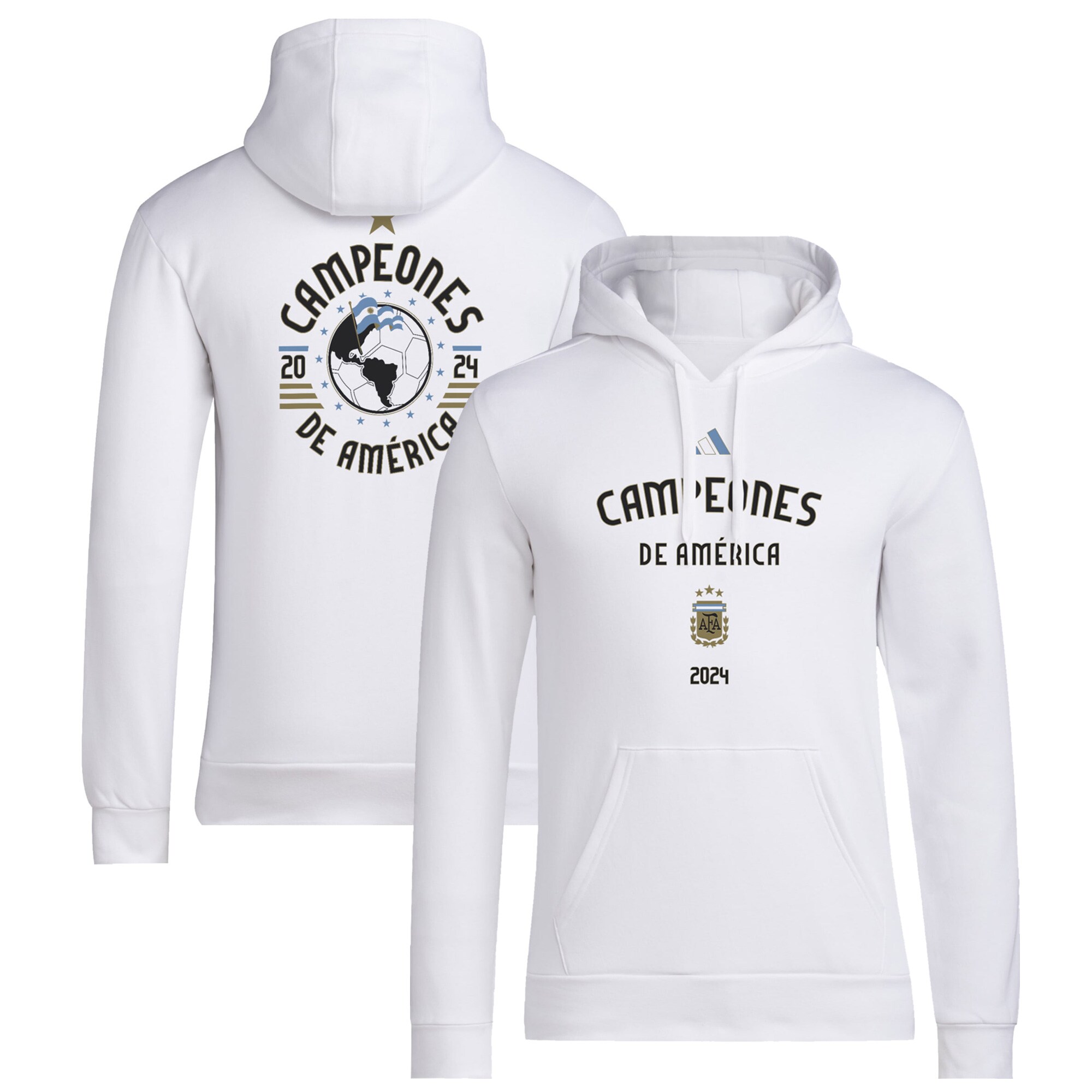 Shop argentina national team adidas 2024 copa america champions pullover hoodie – white – Mexico Football Shirts & World Cup Jerseys