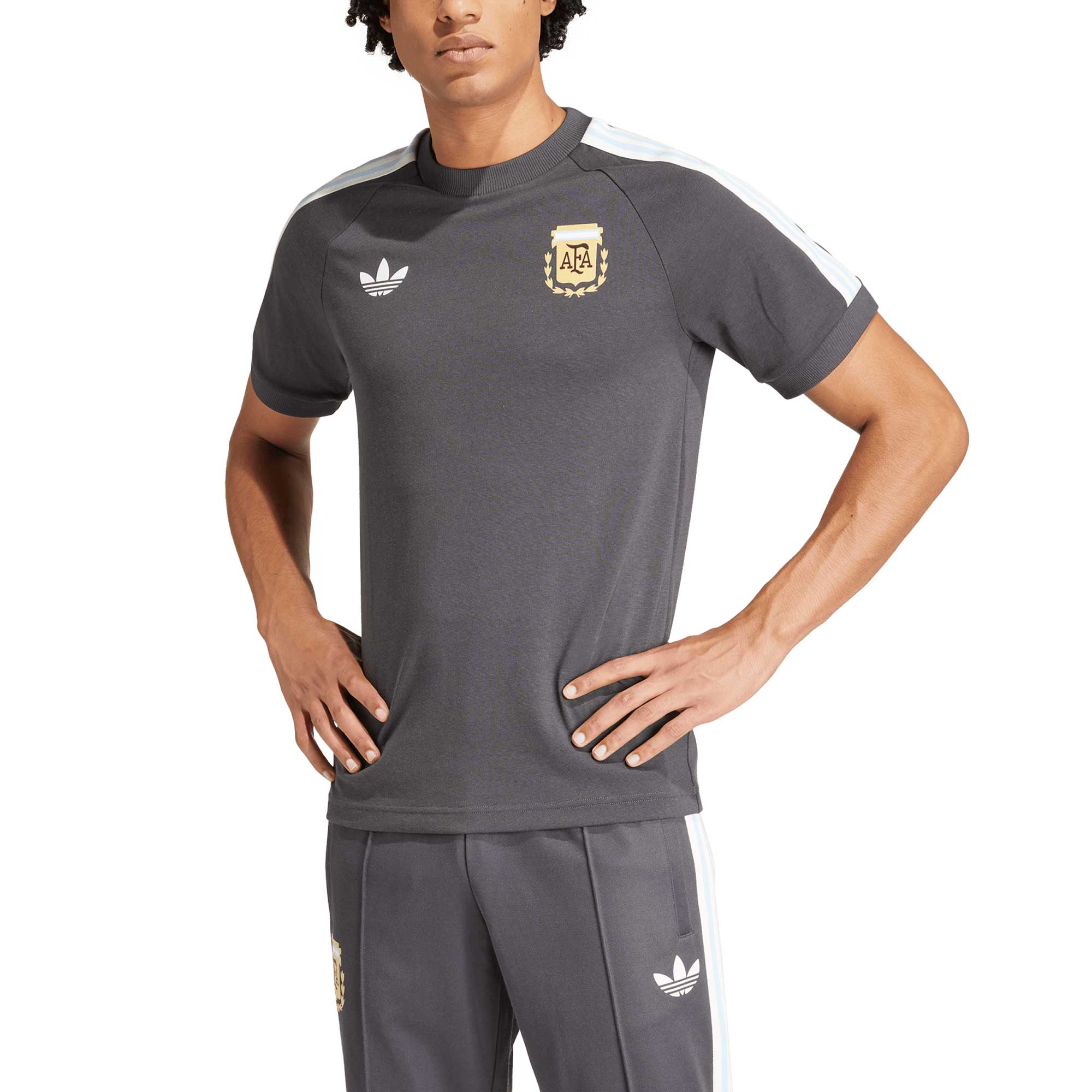 Shop argentina national team adidas originals raglan three-stripe t-shirt – charcoal – Mexico Football Shirts & World Cup Jerseys