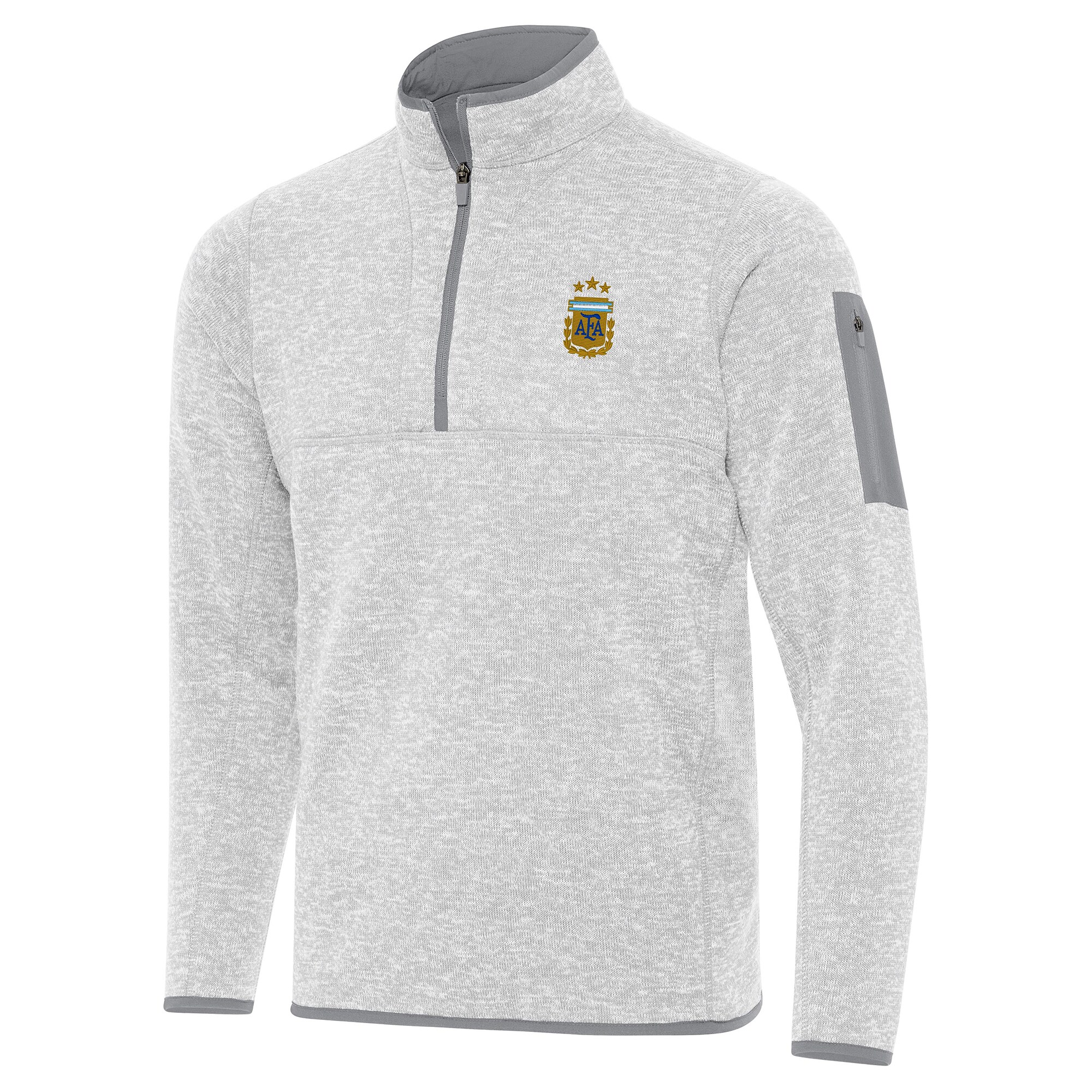Shop argentina national team antigua fortune quarter-zip pullover jacket – heather gray – Mexico Football Shirts & World Cup Jerseys