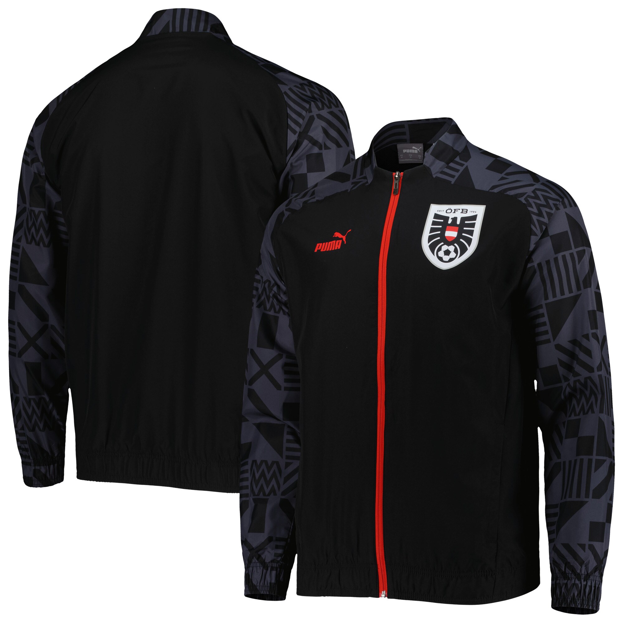 Shop austria national team puma pre-match raglan full-zip training jacket – black – Mexico Football Shirts & World Cup Jerseys
