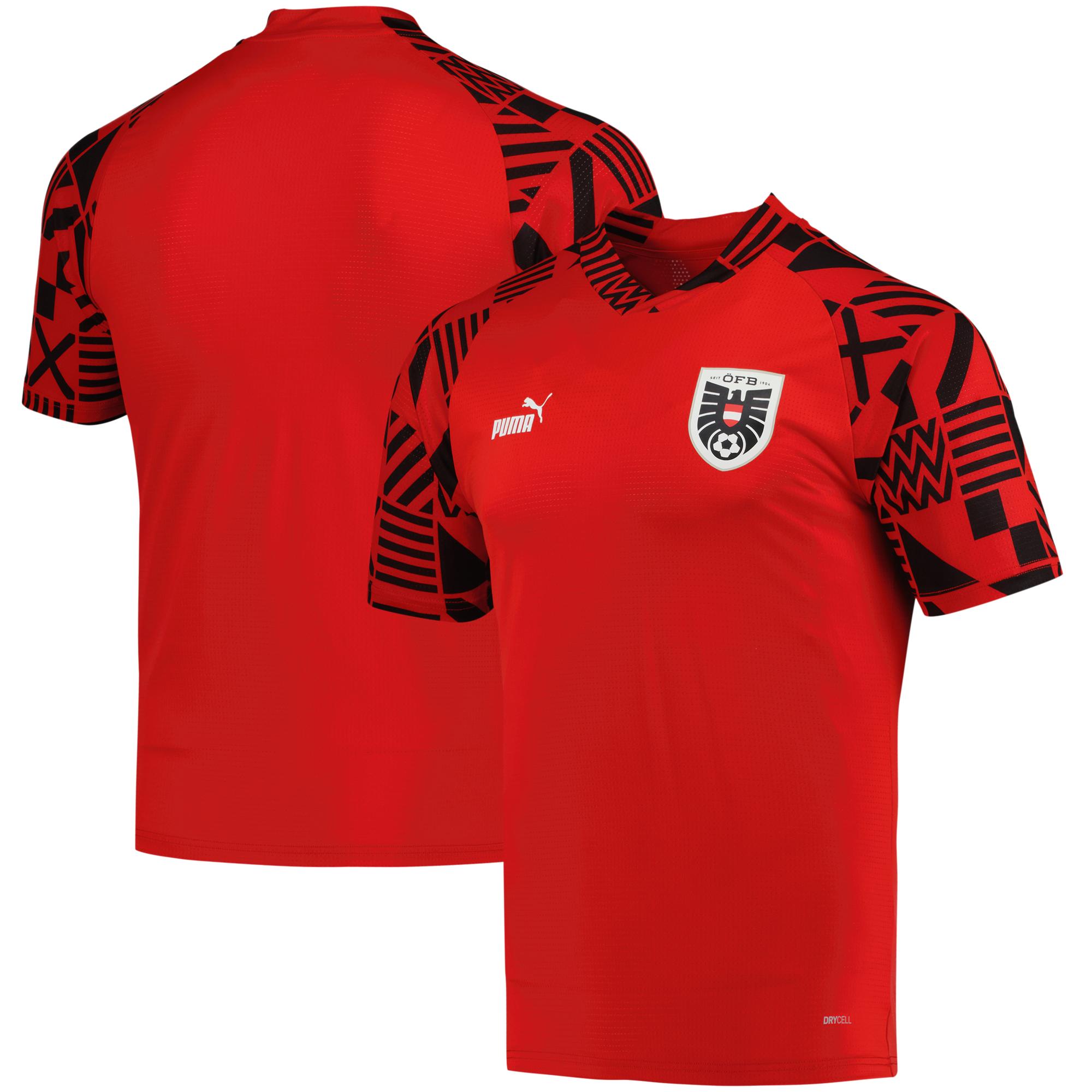 Shop austria national team puma pre-match v-neck top – red – Mexico Football Shirts & World Cup Jerseys