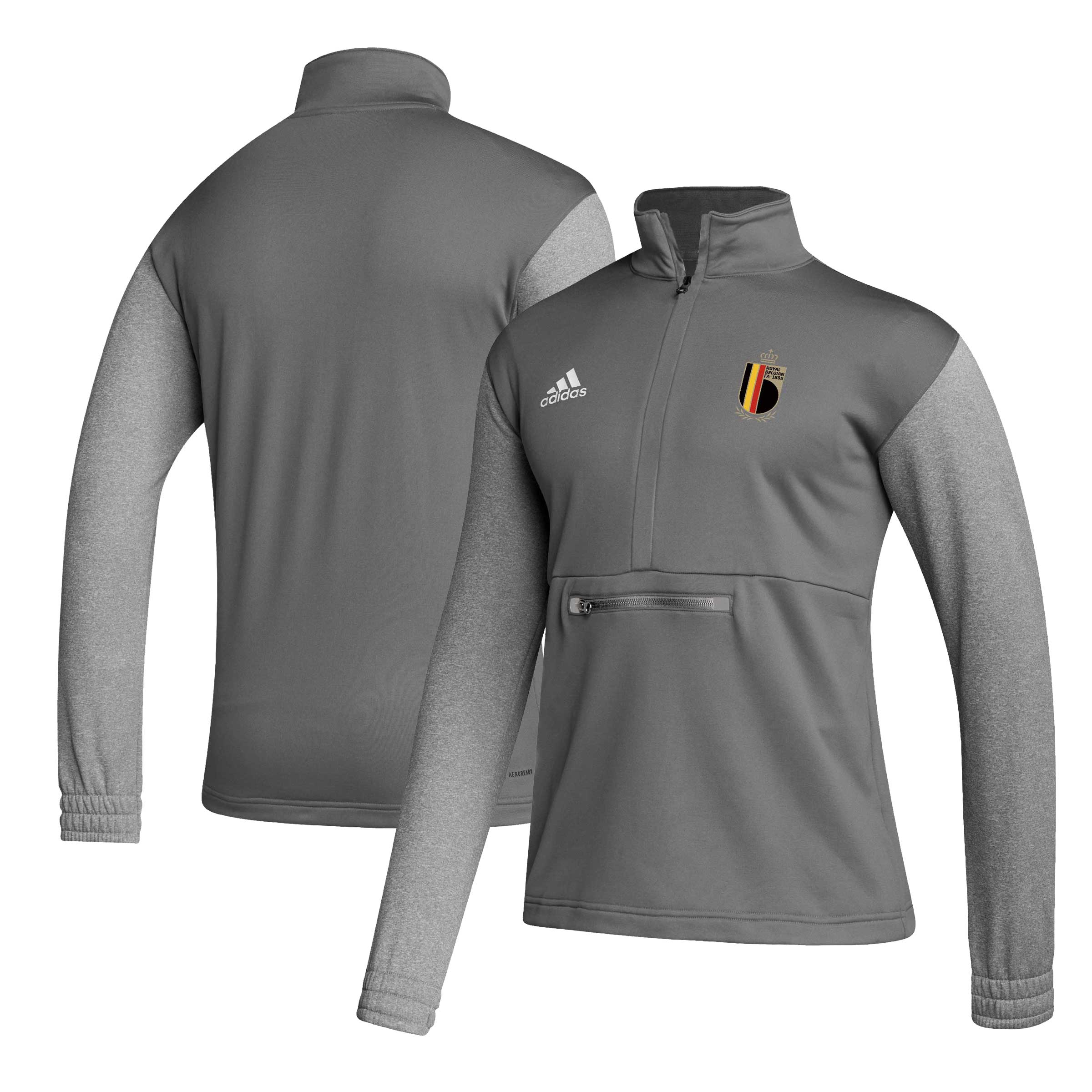 Shop belgium national team adidas crest long sleeve half-zip top – gray – Mexico Football Shirts & World Cup Jerseys