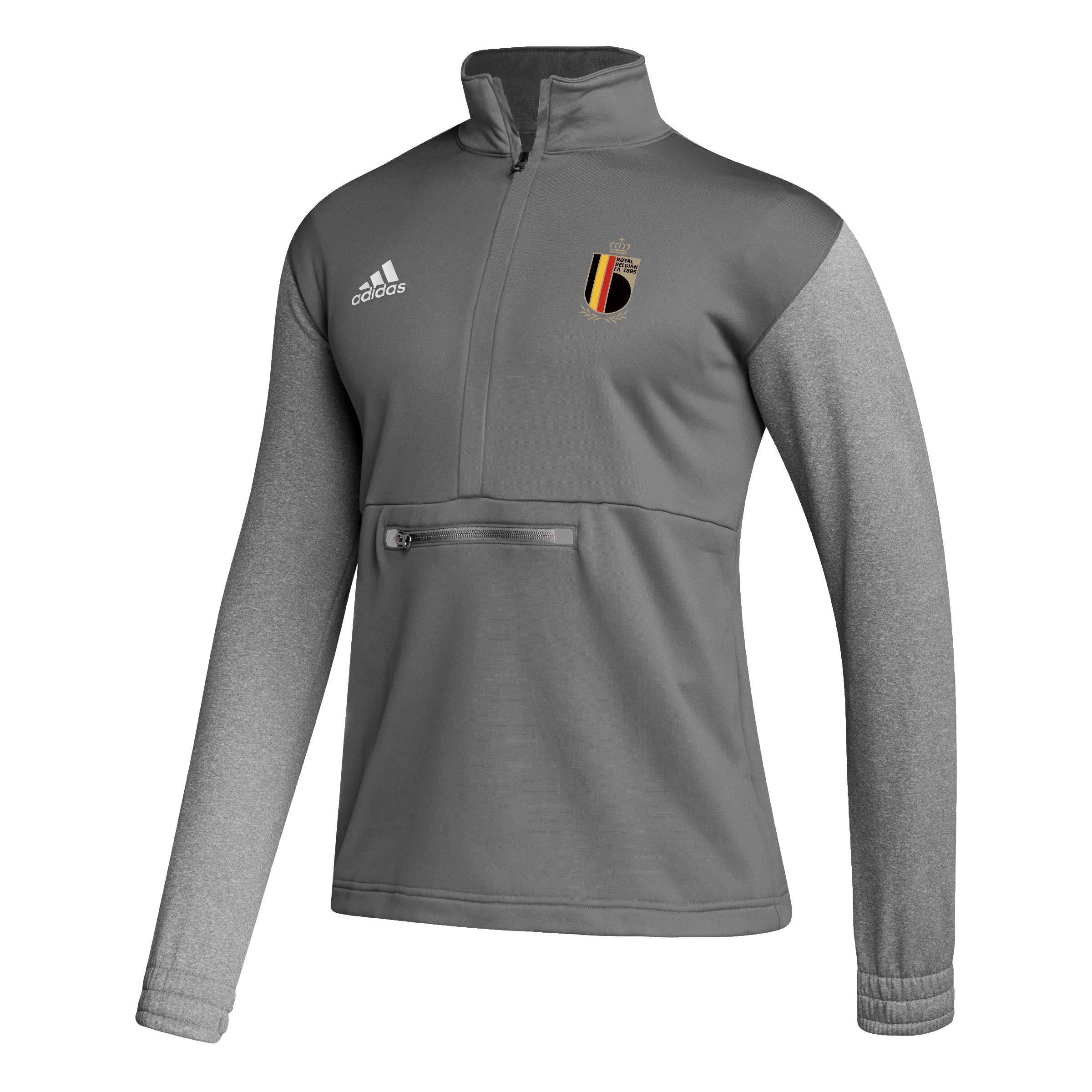 Shop belgium national team adidas crest long sleeve half-zip top – gray – Mexico Football Shirts & World Cup Jerseys