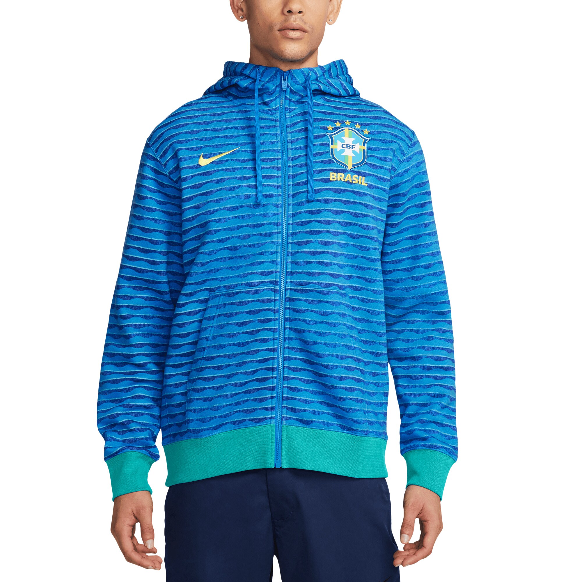 Shop brazil national team nike club full-zip hoodie – blue – Mexico Football Shirts & World Cup Jerseys