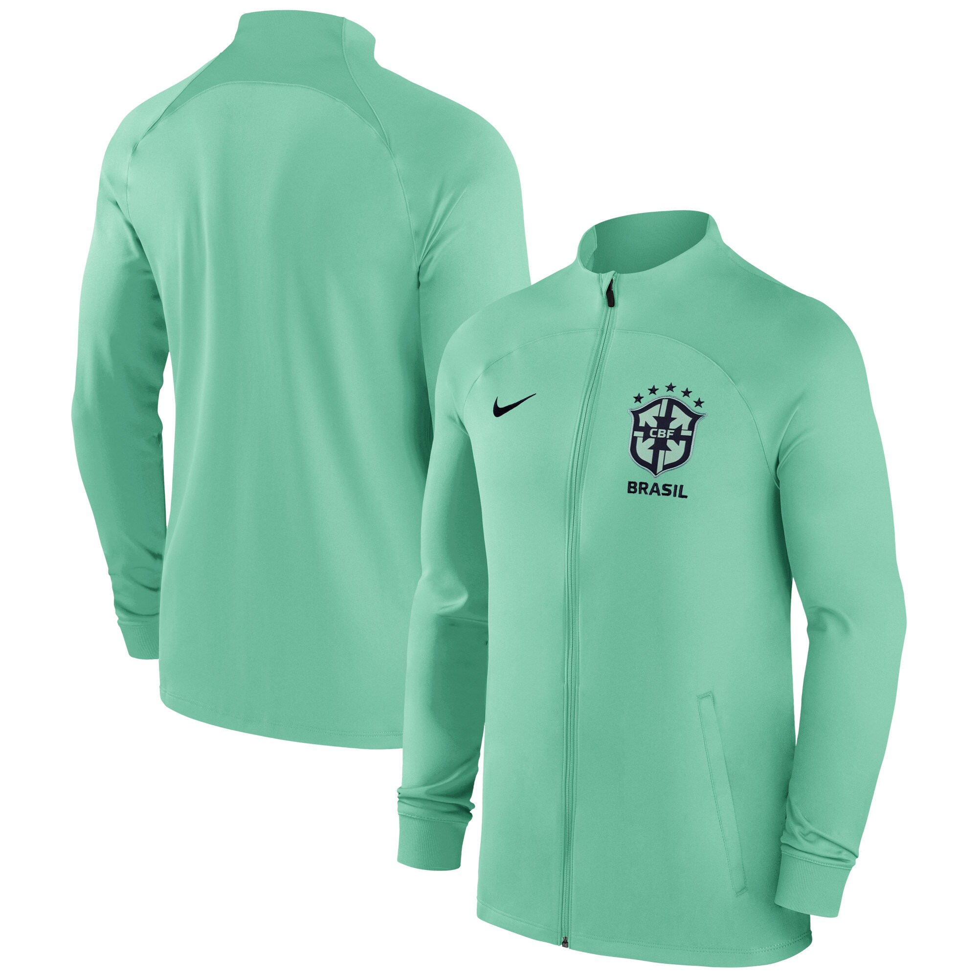 Shop brazil national team nike strike raglan full-zip performance track jacket – green – Mexico Football Shirts & World Cup Jerseys