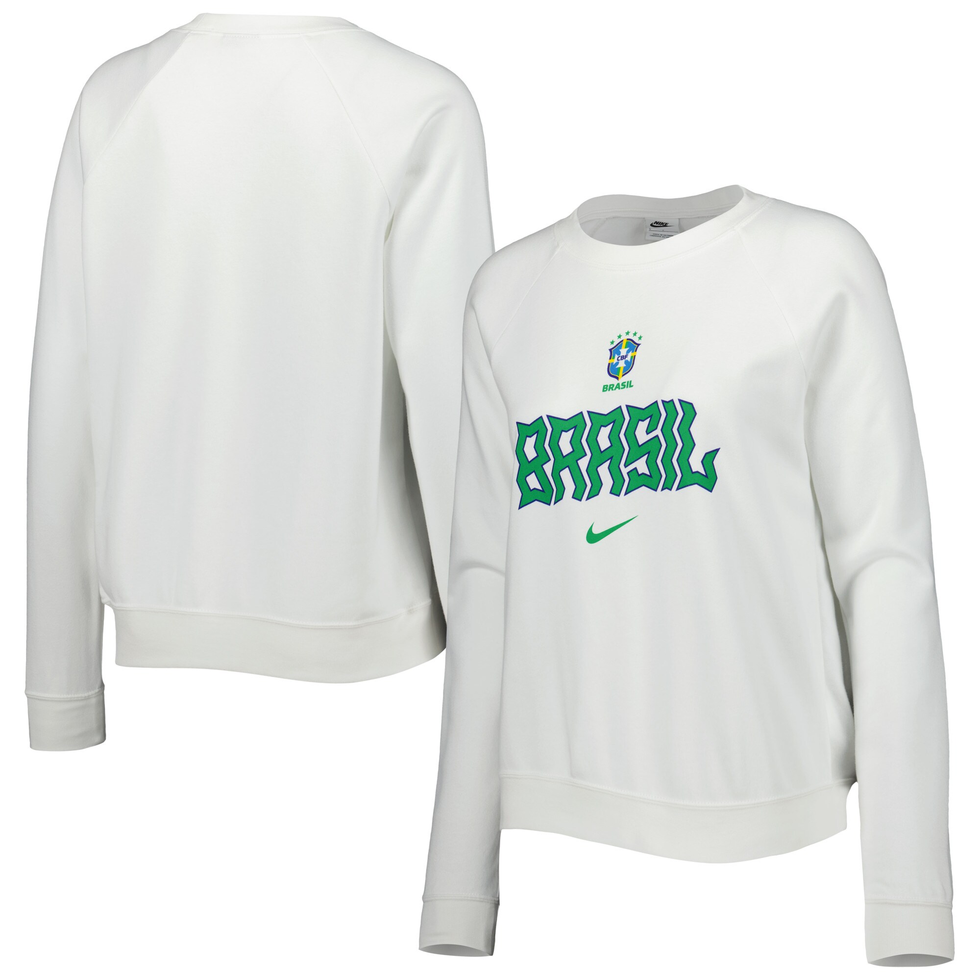 Shop brazil national team nike women8217s lockup varsity tri-blend raglan pullover sweatshirt – white – Mexico Football Shirts & World Cup Jerseys