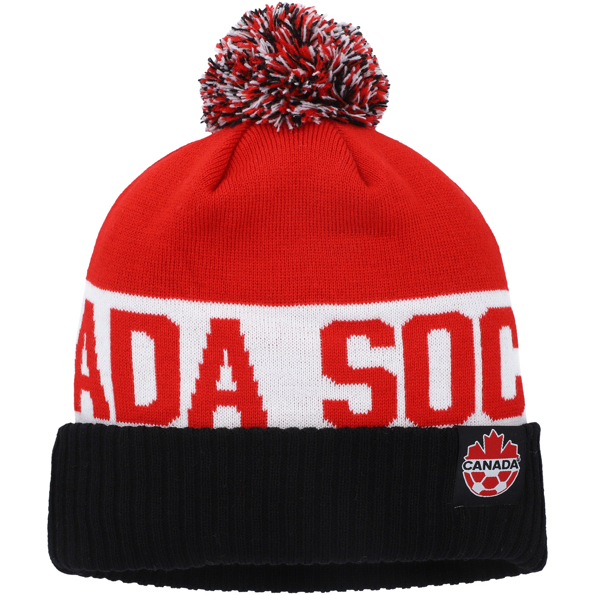 Shop canada soccer nike classic stripe cuffed knit hat with pom – blackred – Mexico Football Shirts & World Cup Jerseys