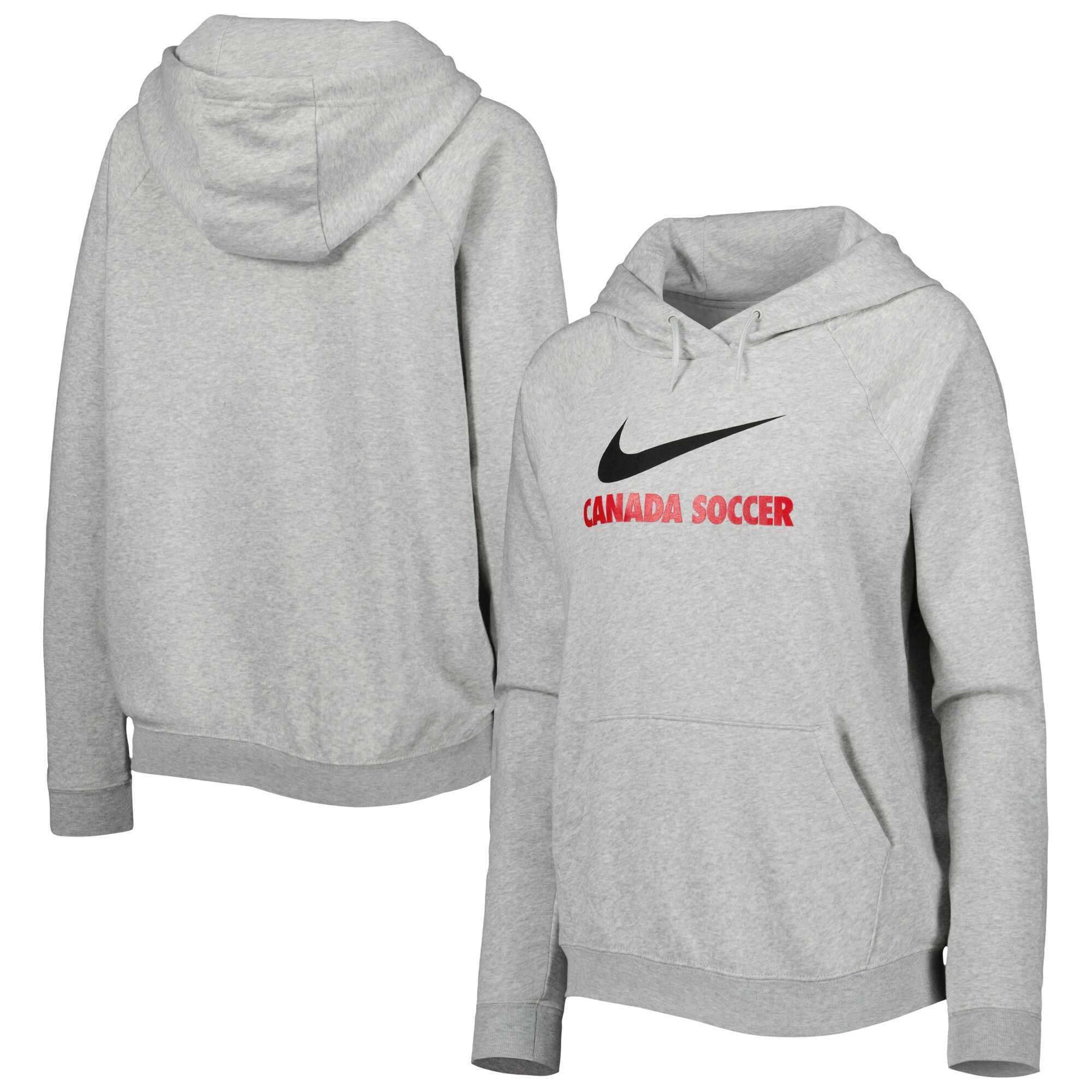 Shop canada soccer nike women8217s lockup varsity fleece raglan pullover hoodie – heather gray – Mexico Football Shirts & World Cup Jerseys