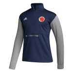 Shop colombia national team adidas crest long sleeve half-zip top – navy – Mexico Football Shirts & World Cup Jerseys