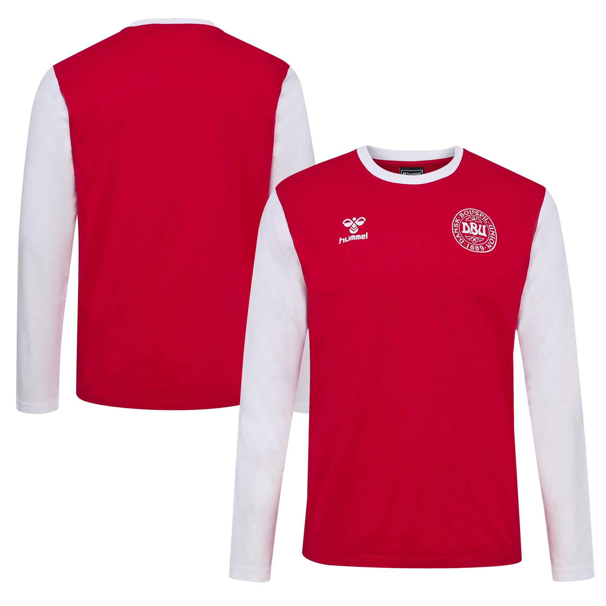 Shop denmark national team block long sleeve t-shirt – red – Mexico Football Shirts & World Cup Jerseys