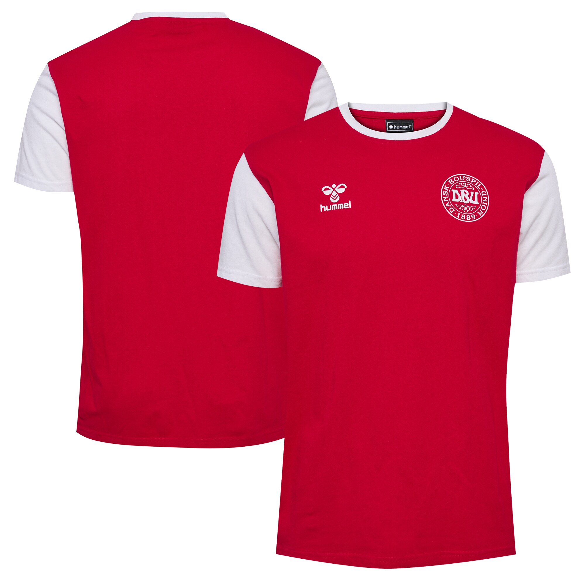Shop denmark national team block t-shirt – red – Mexico Football Shirts & World Cup Jerseys