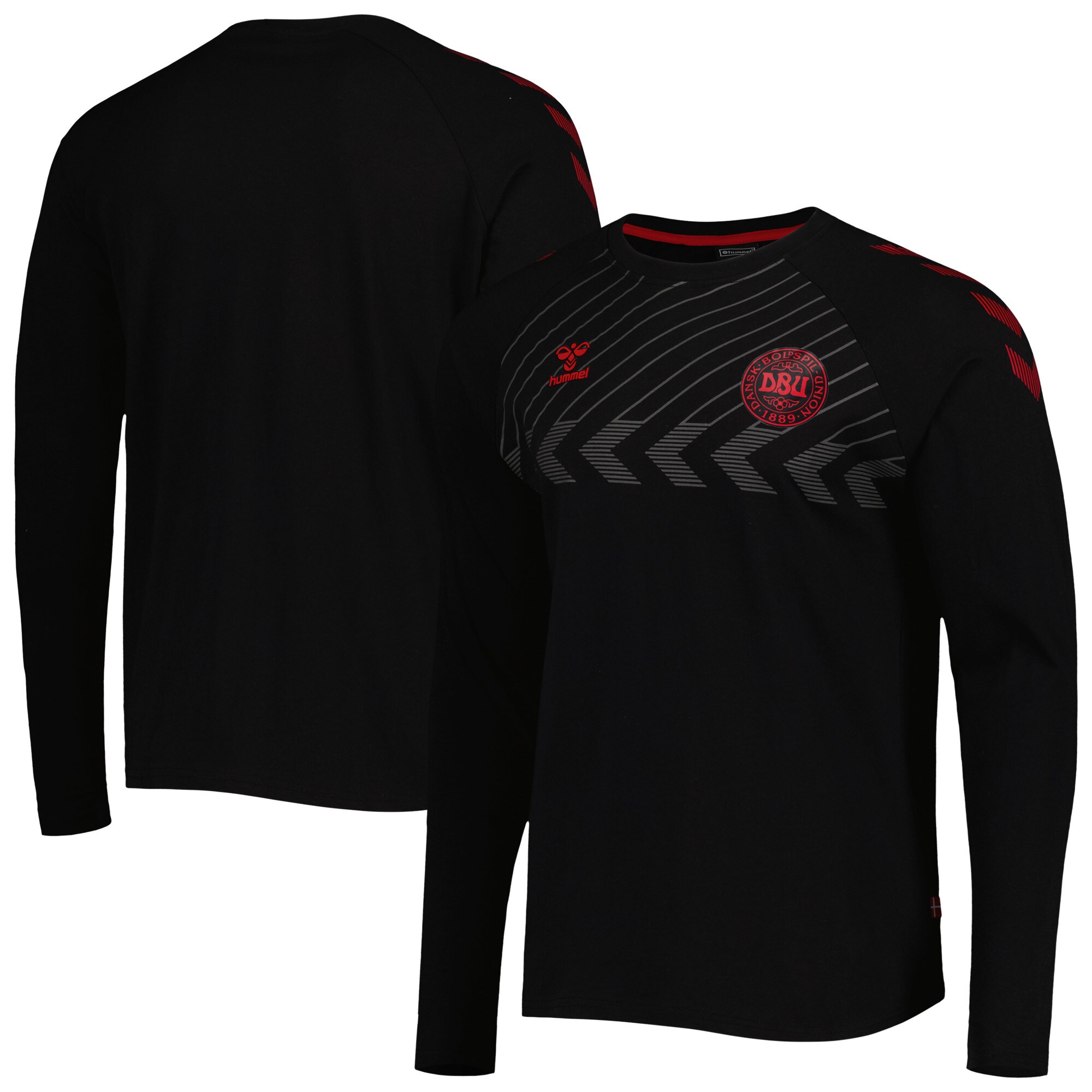 Shop denmark national team fan raglan long sleeve t-shirt – black – Mexico Football Shirts & World Cup Jerseys