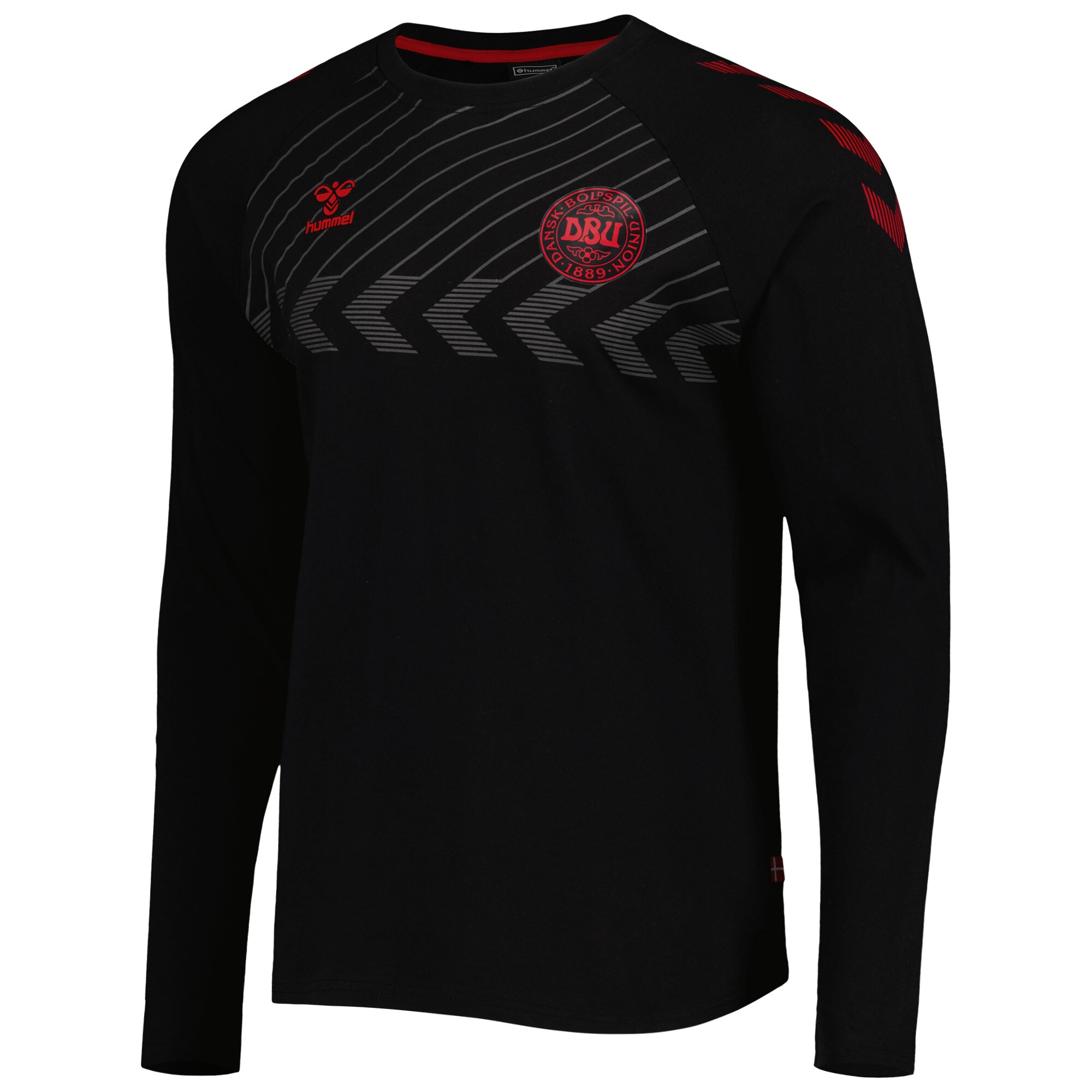 Shop denmark national team fan raglan long sleeve t-shirt – black – Mexico Football Shirts & World Cup Jerseys