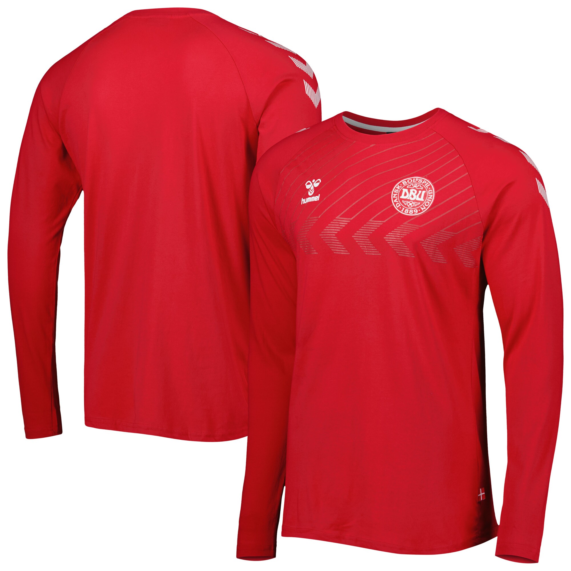 Shop denmark national team fan raglan long sleeve t-shirt – red – Mexico Football Shirts & World Cup Jerseys