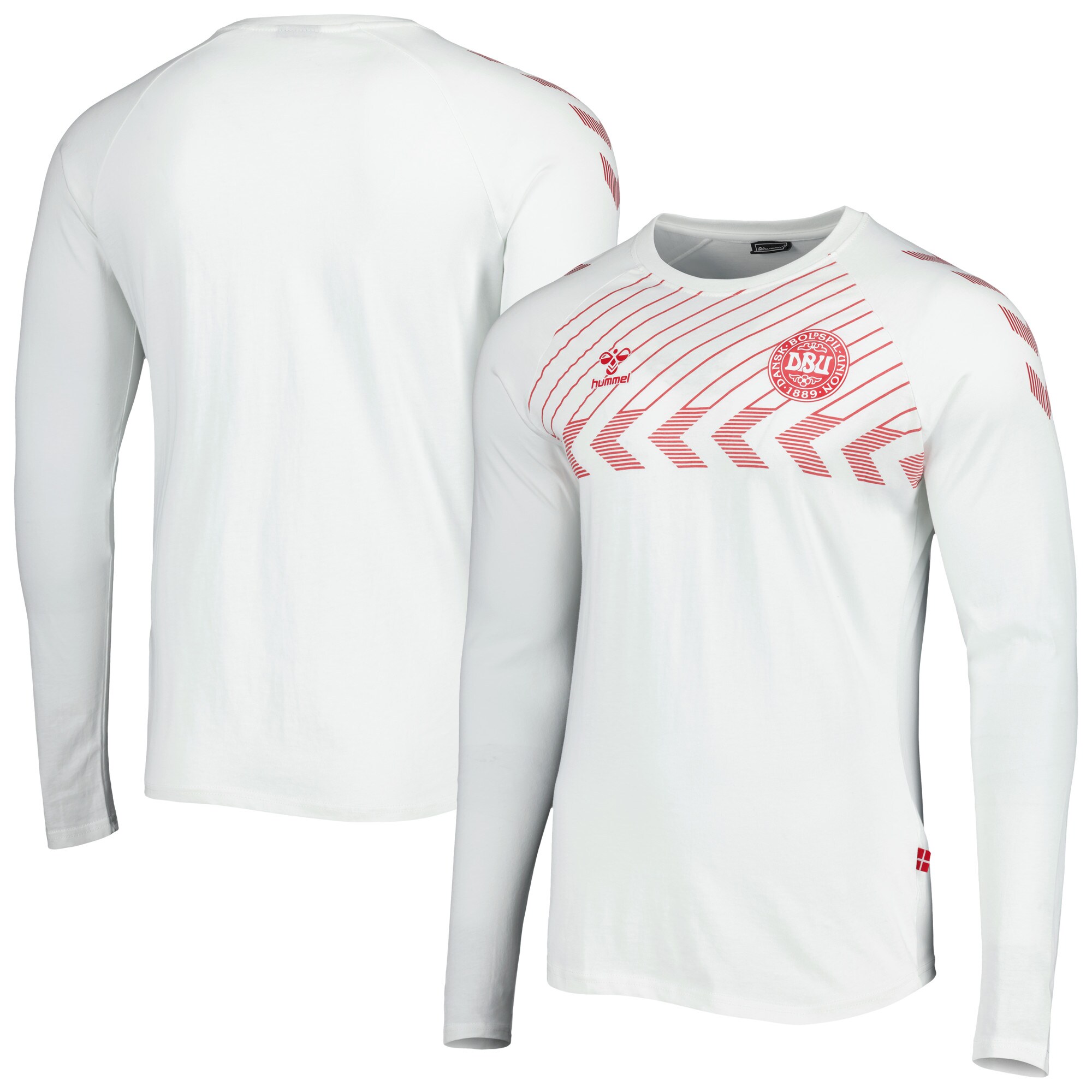 Shop denmark national team fan raglan long sleeve t-shirt – white – Mexico Football Shirts & World Cup Jerseys