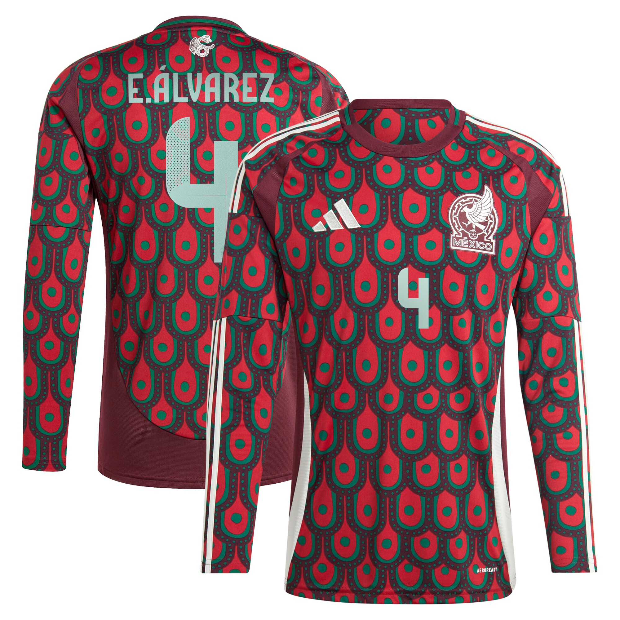 Shop edson alvarez mexico national team adidas 2024 home replica player long sleeve jersey – burgundy – Mexico Football Shirts & World Cup Jerseys