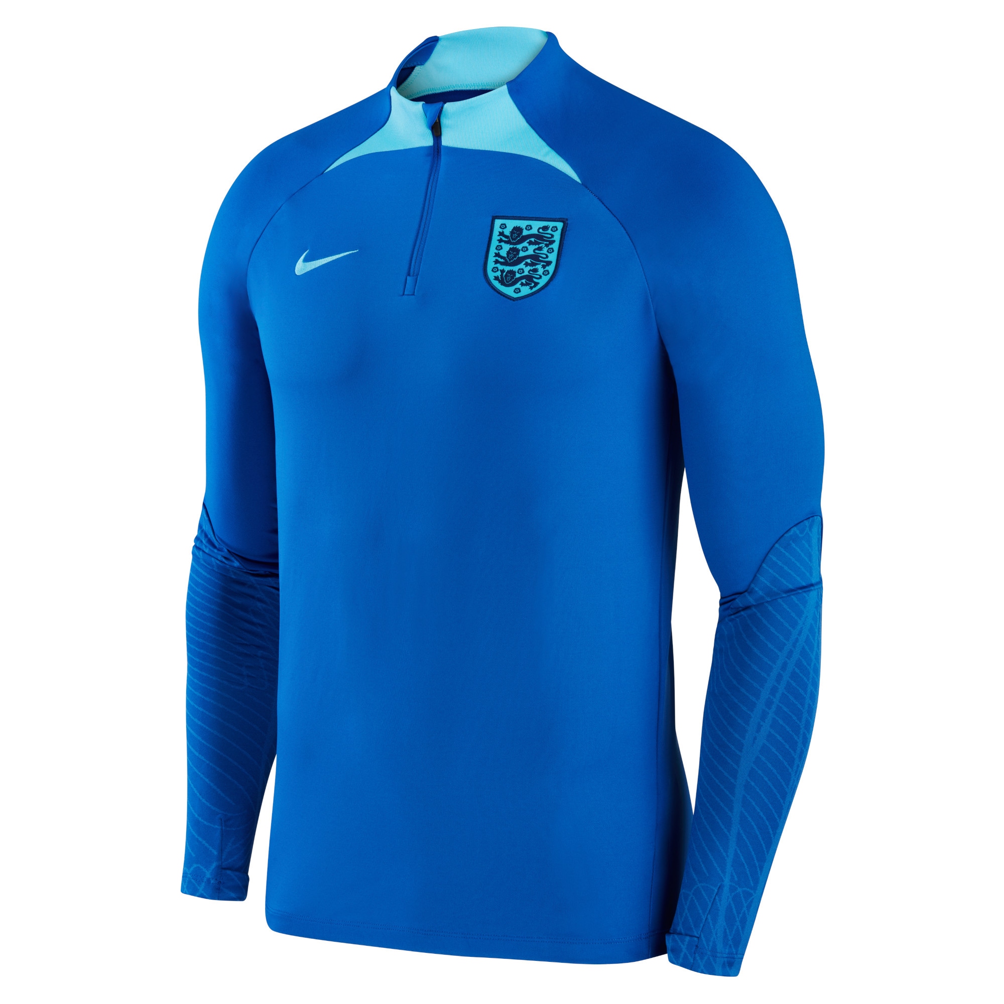 Shop england national team nike 2022 strike drill performance raglan quarter-zip long sleeve top – blue – Mexico Football Shirts & World Cup Jerseys