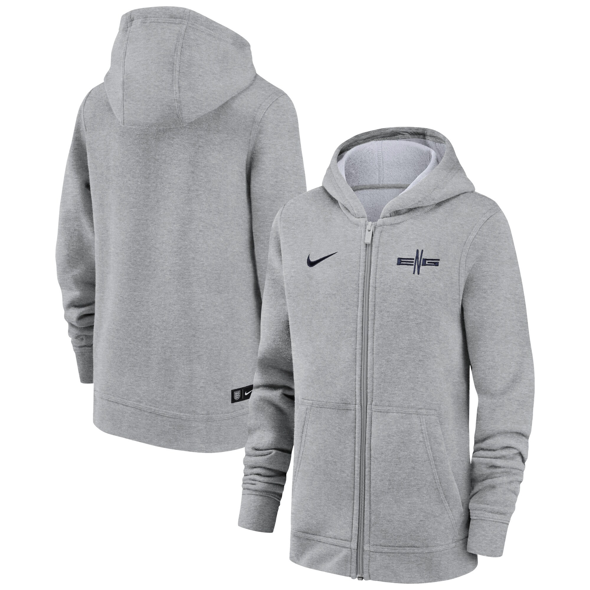 Shop england national team nike youth logo club full-zip hoodie – gray – Mexico Football Shirts & World Cup Jerseys