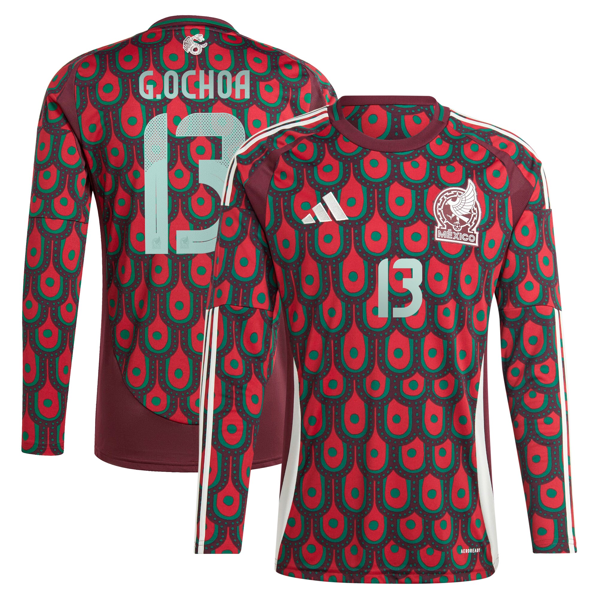 Shop guillermo ochoa mexico national team adidas 2024 home replica player long sleeve jersey – burgundy – Mexico Football Shirts & World Cup Jerseys