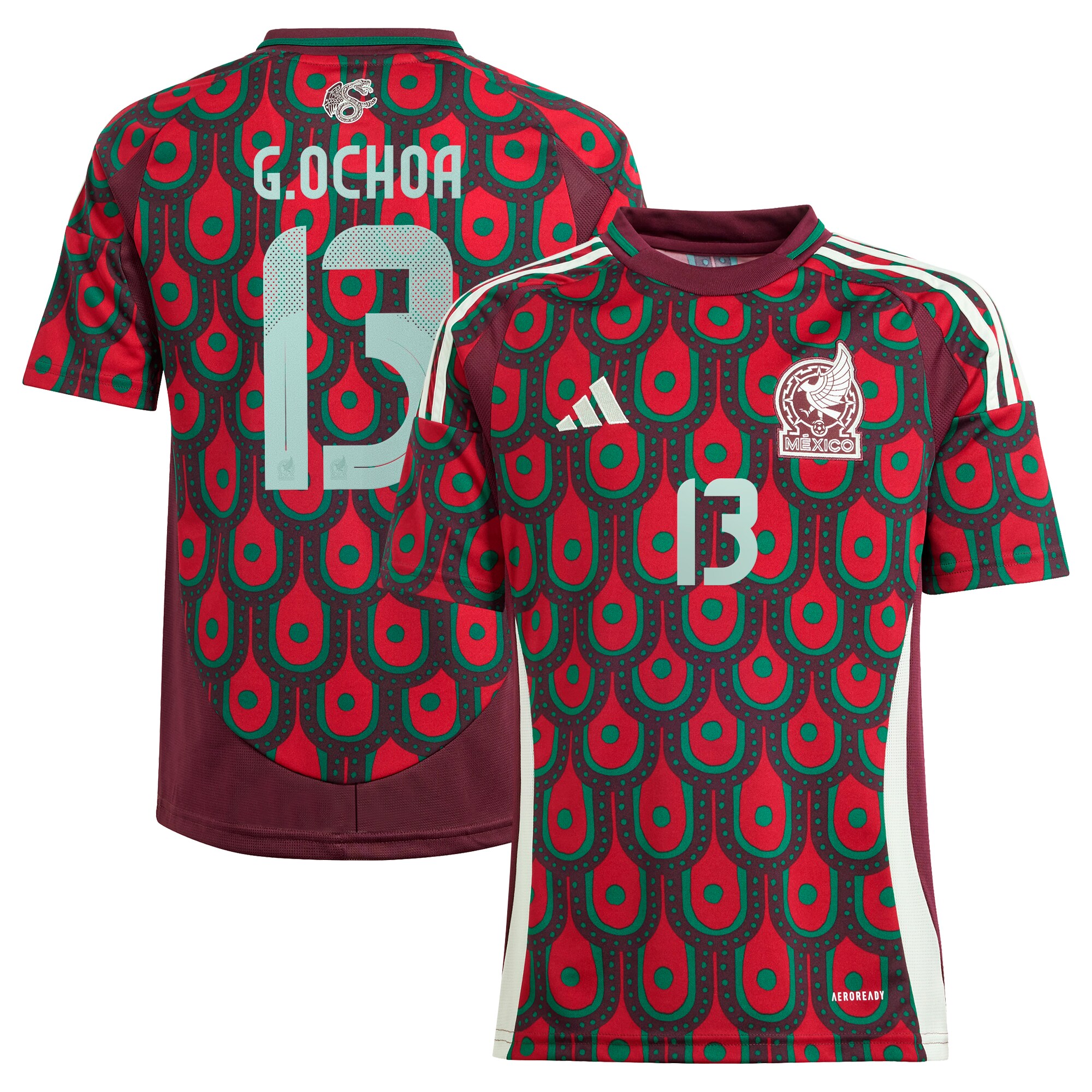 Shop guillermo ochoa mexico national team adidas youth 2024 home replica player jersey – burgundy – Mexico Football Shirts & World Cup Jerseys