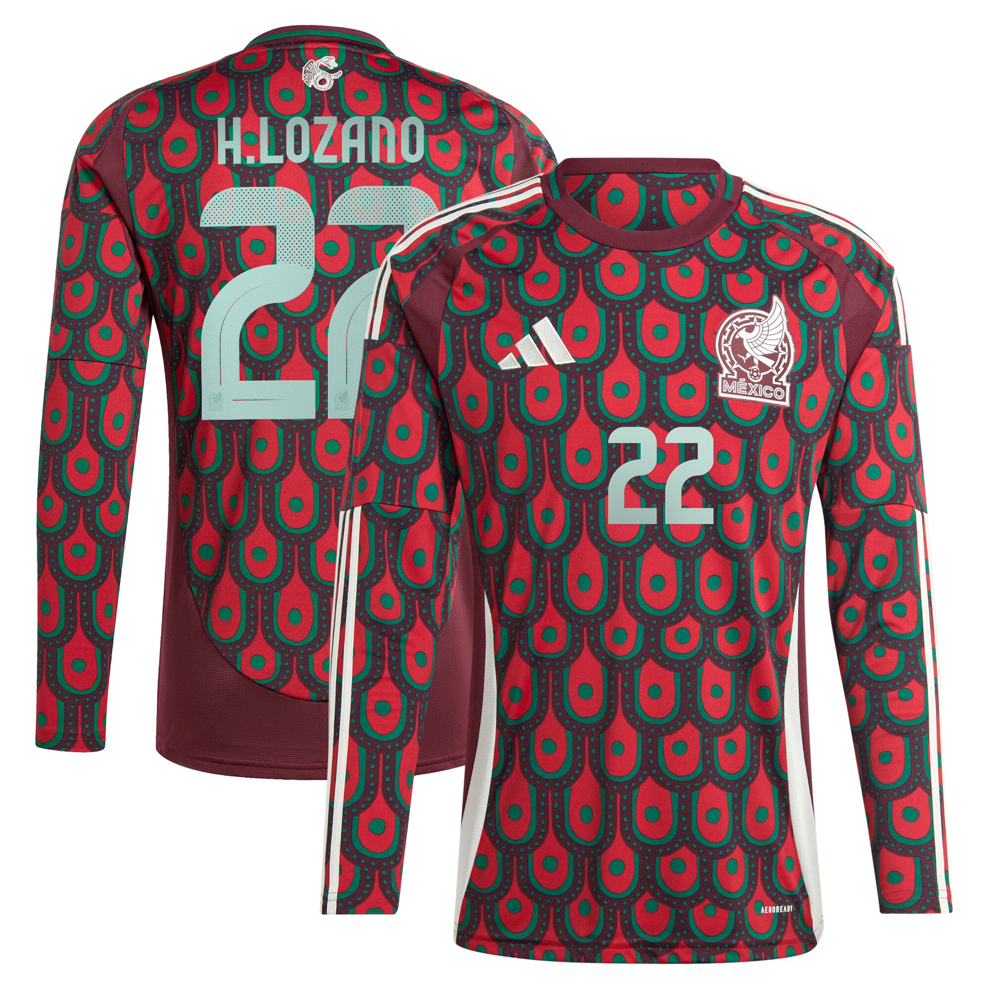 Shop hirving lozano mexico national team adidas 2024 home replica player long sleeve jersey – burgundy – Mexico Football Shirts & World Cup Jerseys