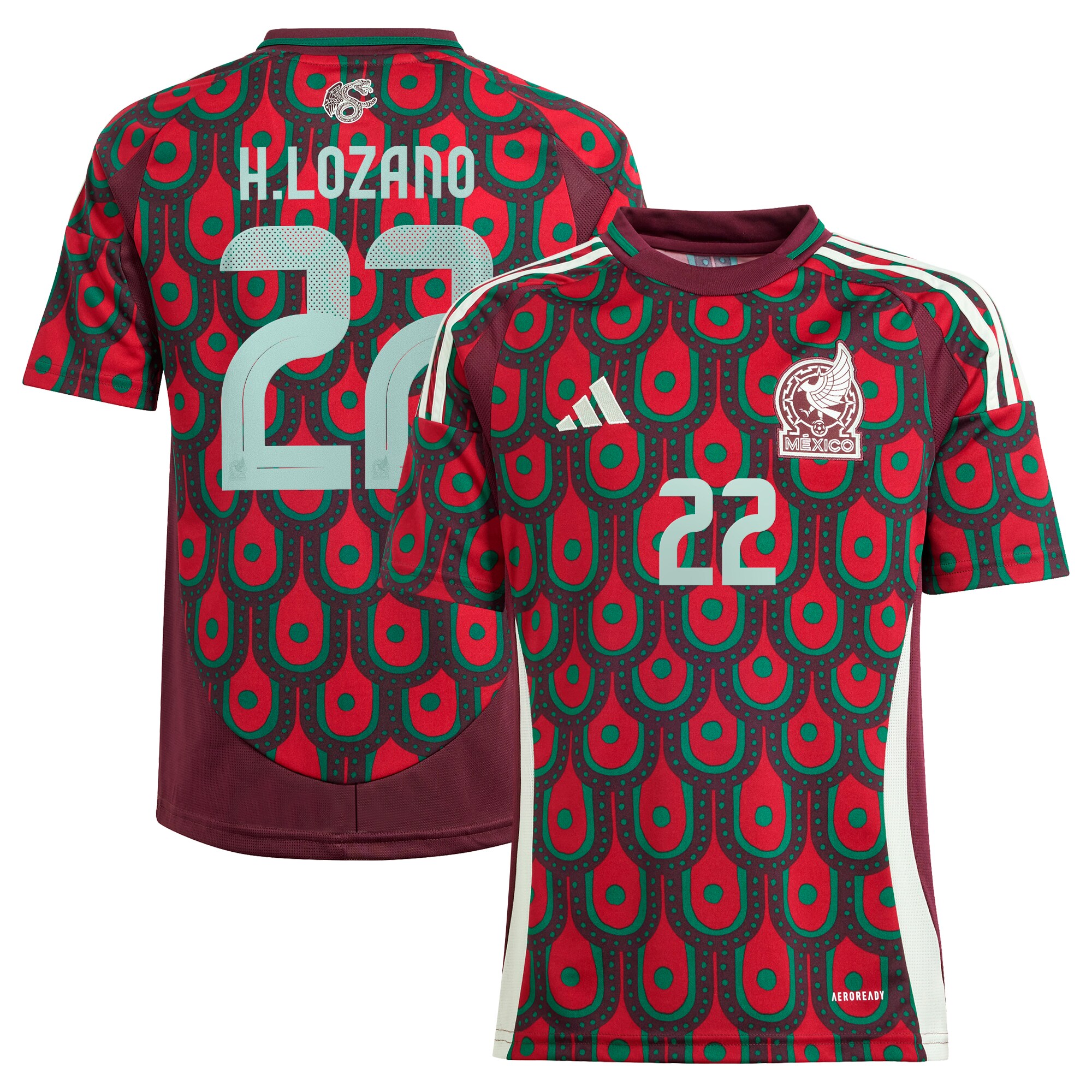 Shop hirving lozano mexico national team adidas youth 2024 home replica player jersey – green – Mexico Football Shirts & World Cup Jerseys