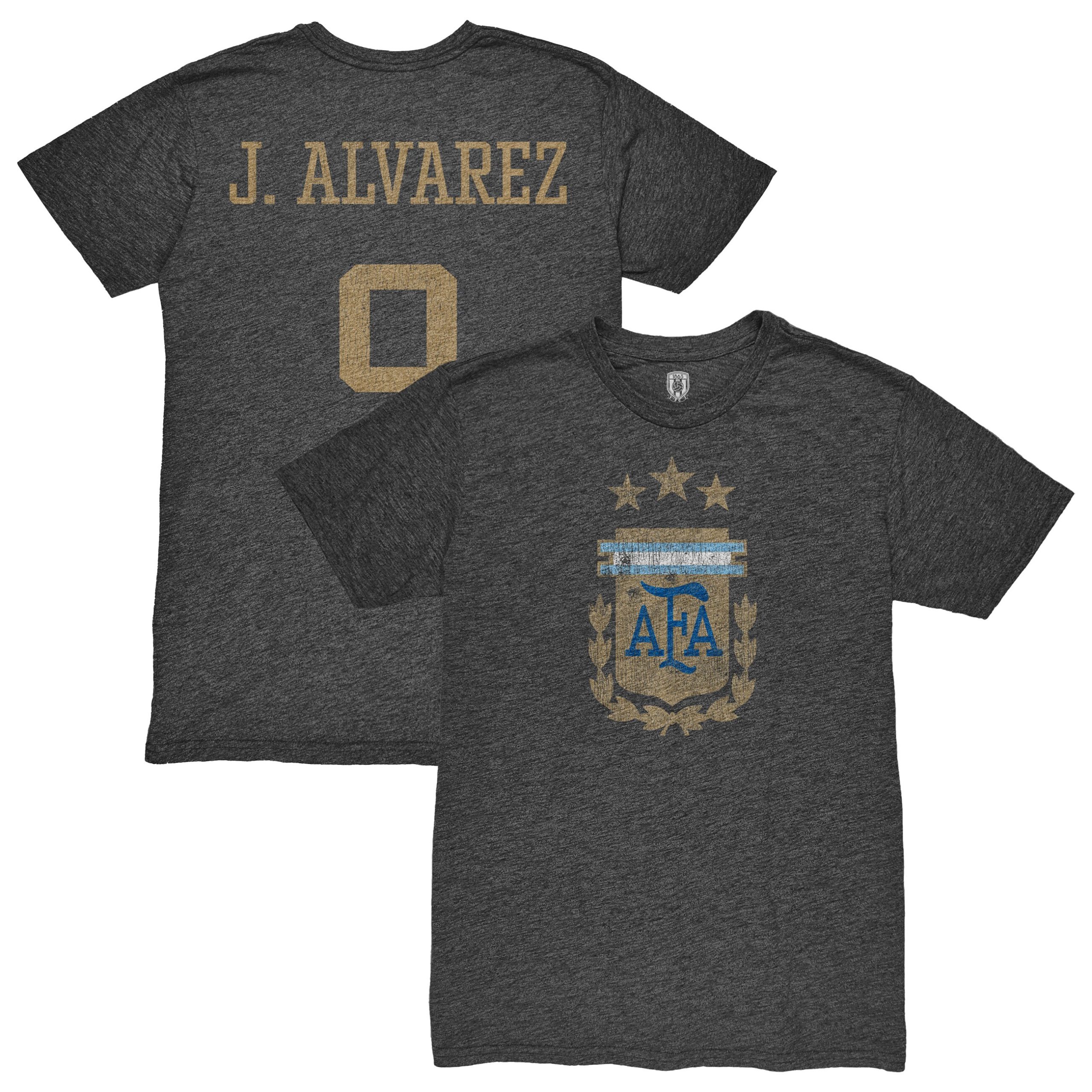 Shop julián Álvarez argentina national team 1863fc player retro tri-blend t-shirt – heather black – Mexico Football Shirts & World Cup Jerseys
