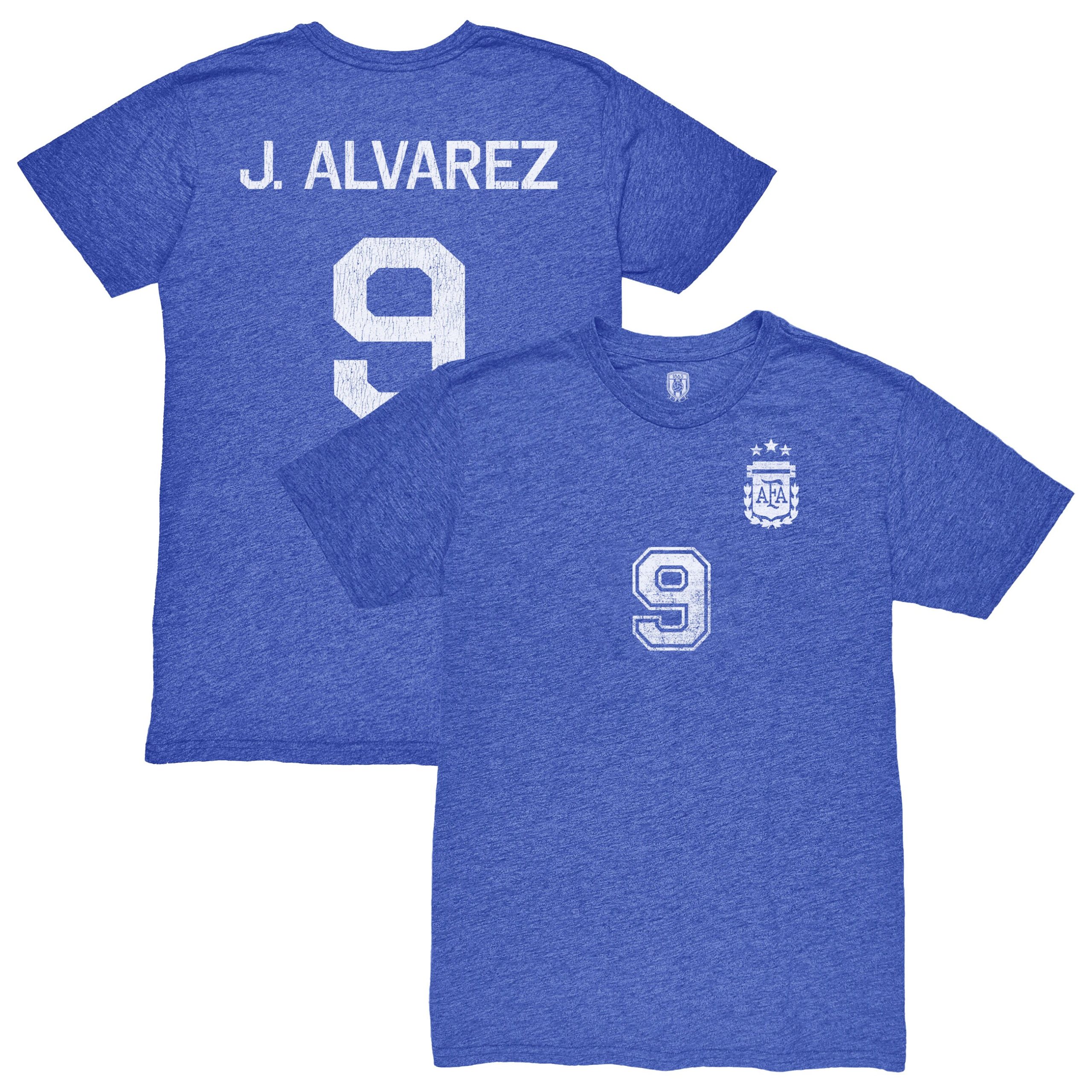 Shop julián Álvarez argentina national team 1863fc retro name amp number tri-blend t-shirt – blue – Mexico Football Shirts & World Cup Jerseys