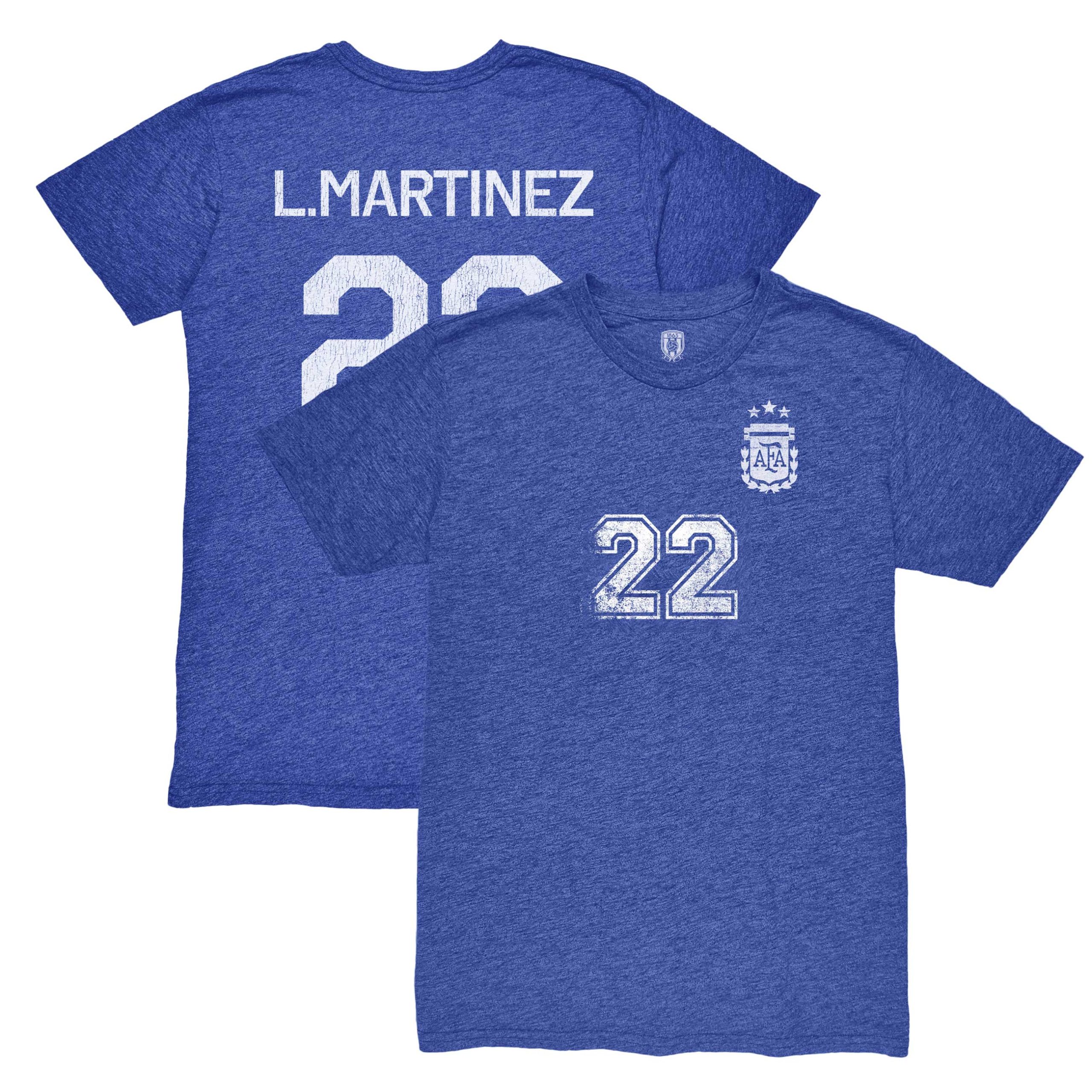 Shop lautaro martinez argentina national team 1863fc retro player tri-blend t-shirt – blue – Mexico Football Shirts & World Cup Jerseys