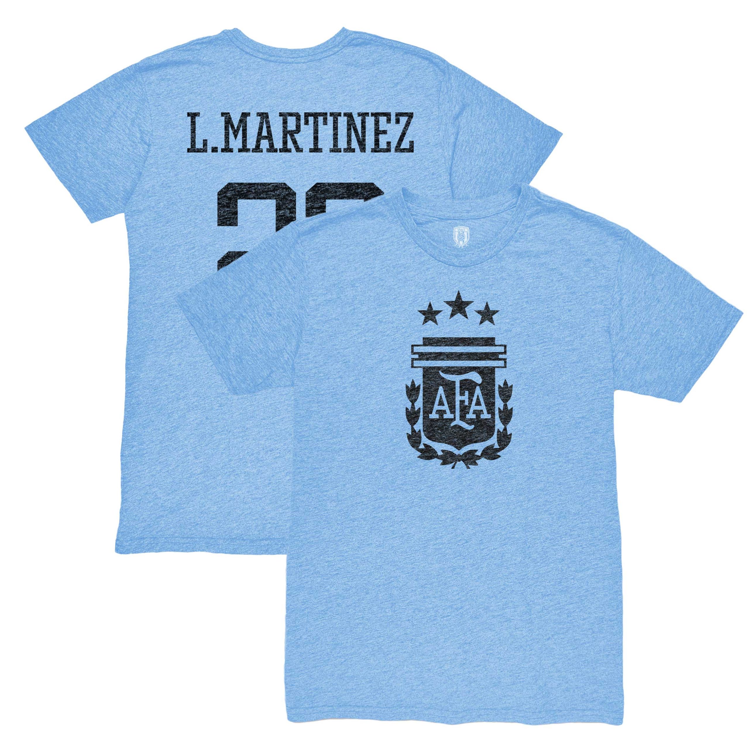 Shop lautaro martinez argentina national team 1863fc retro player tri-blend t-shirt – light blue – Mexico Football Shirts & World Cup Jerseys