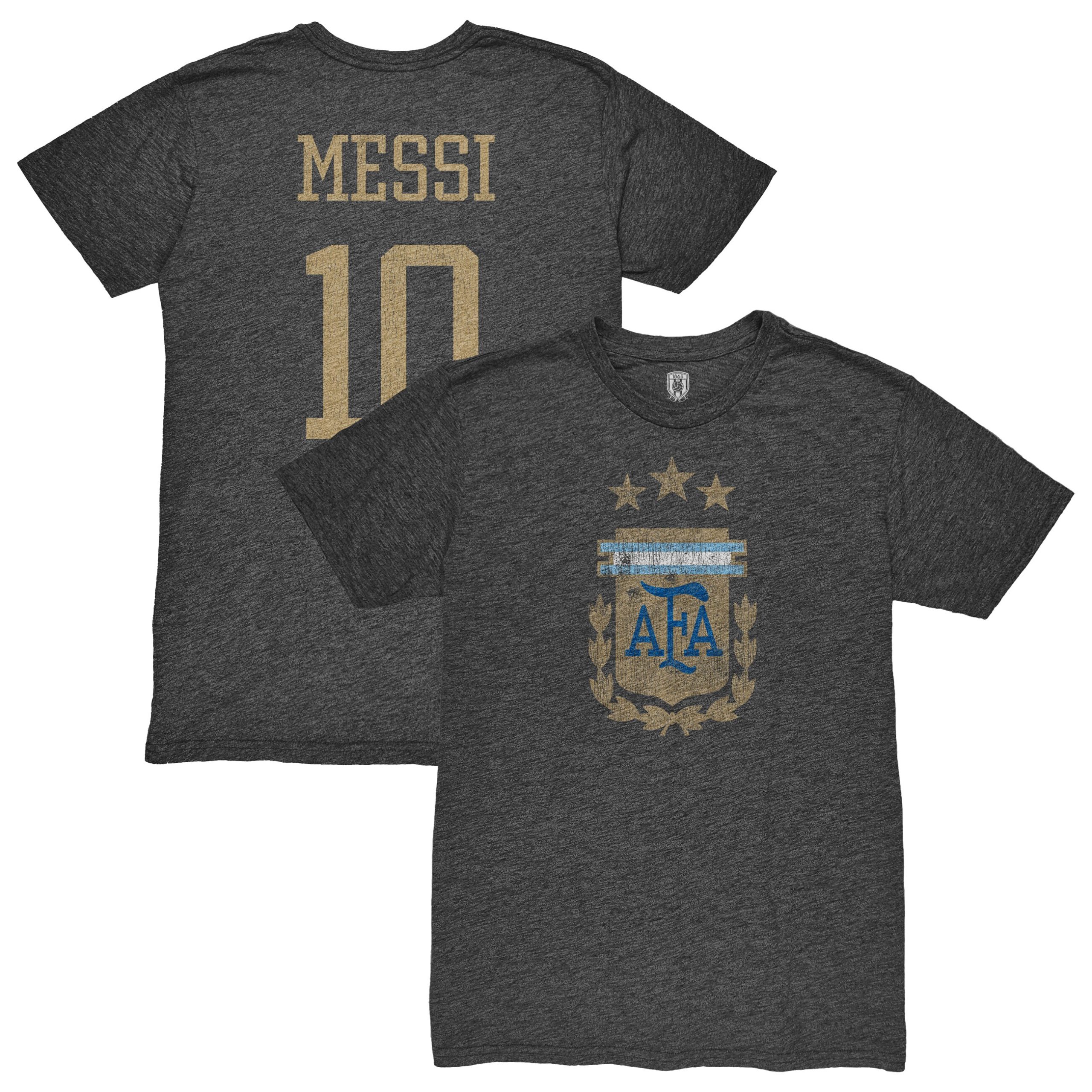 Shop lionel messi argentina national team 1863fc player retro tri-blend t-shirt – heather black – Mexico Football Shirts & World Cup Jerseys