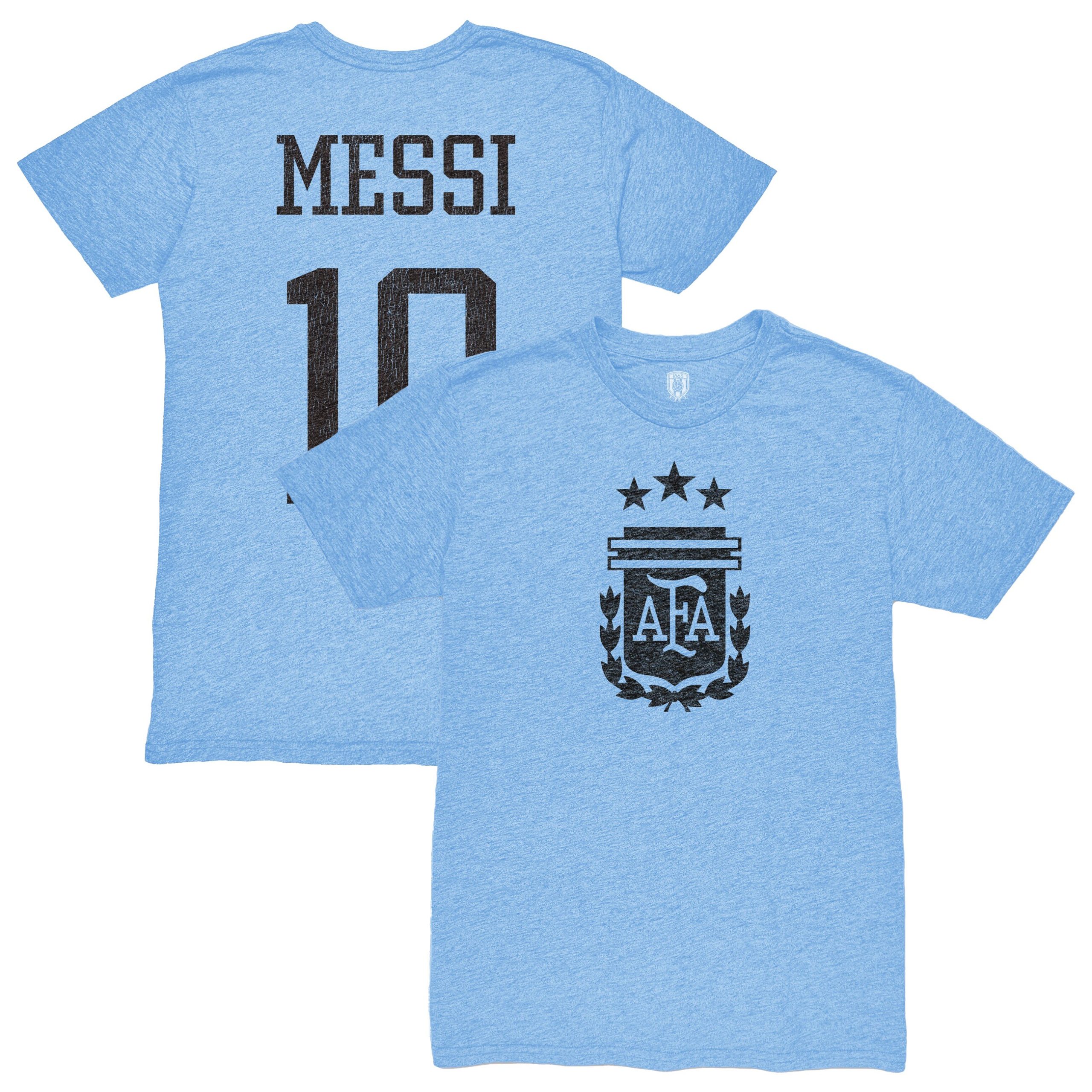 Shop lionel messi argentina national team 1863fc player retro tri-blend t-shirt – light blue – Mexico Football Shirts & World Cup Jerseys