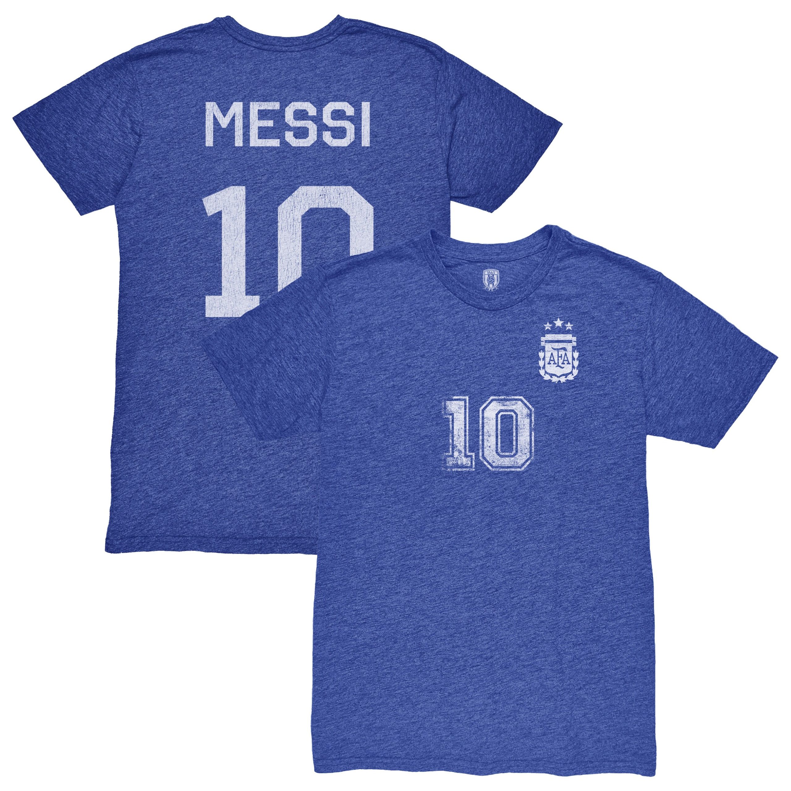 Shop lionel messi argentina national team 1863fc retro name amp number tri-blend t-shirt – blue – Mexico Football Shirts & World Cup Jerseys