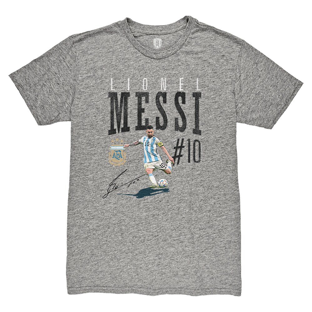 Shop lionel messi argentina national team 1863fc snapshot tri-blend t-shirt – heather gray – Mexico Football Shirts & World Cup Jerseys