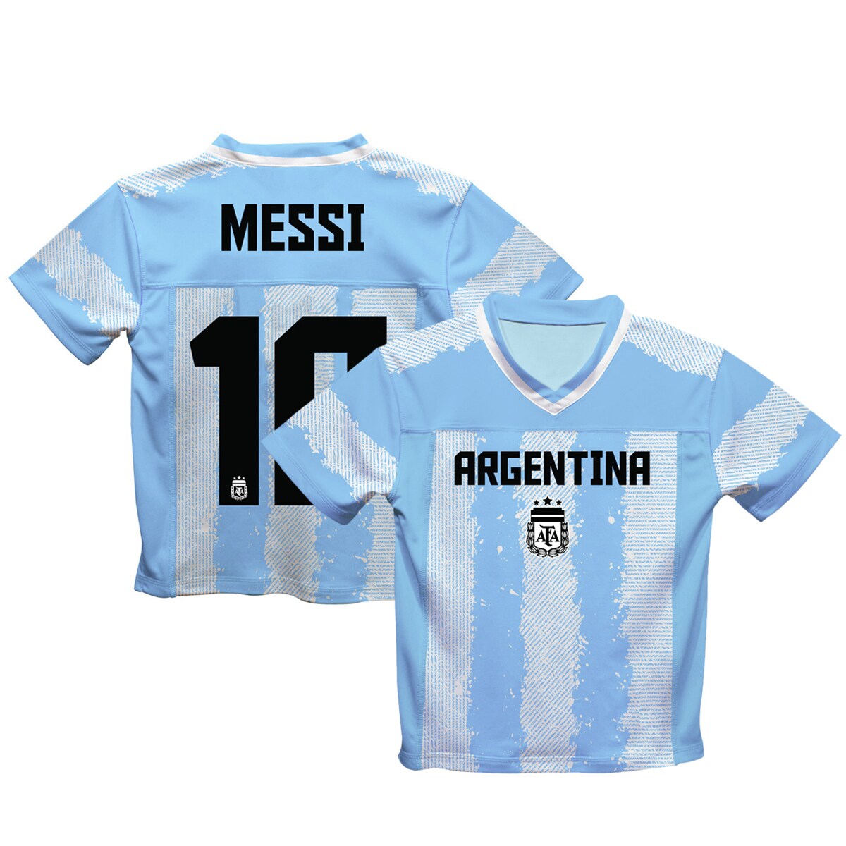 Shop lionel messi argentina national team vive la fete youth painted stripes football jersey – light blue – Mexico Football Shirts & World Cup Jerseys