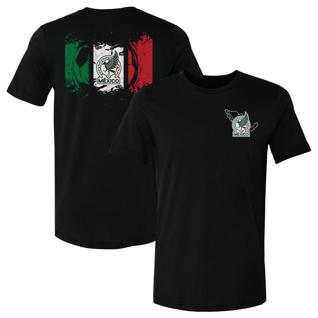 Shop mexico national team 500 level grunge flag fampb t-shirt – black – Mexico Football Shirts & World Cup Jerseys