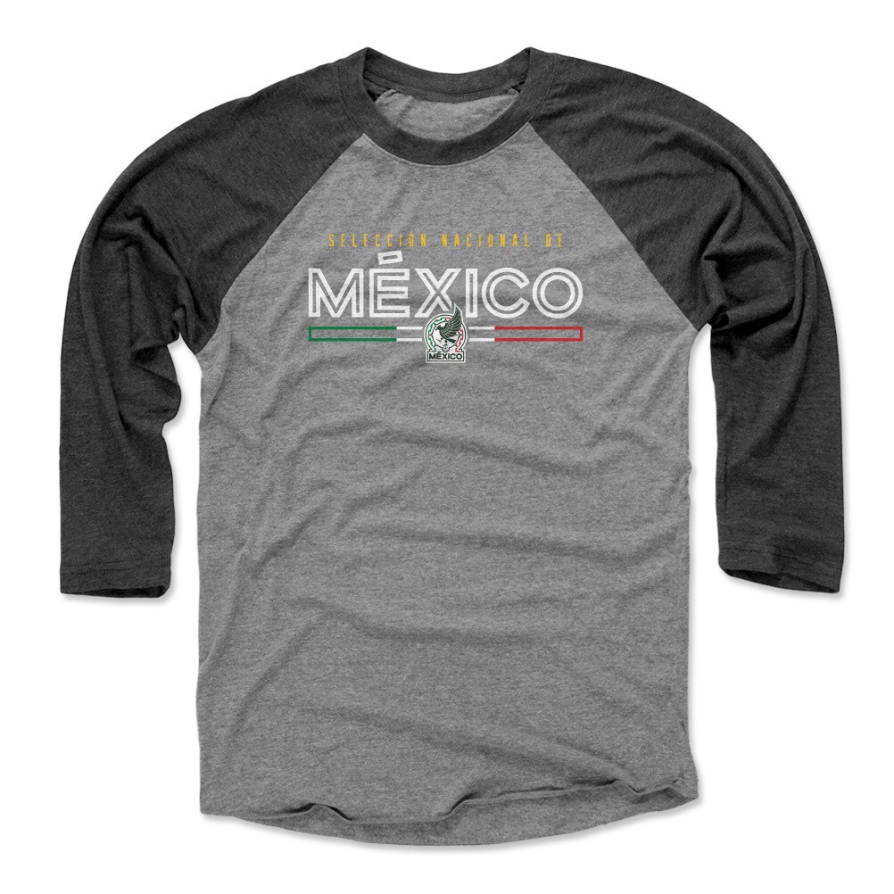 Shop mexico national team 500 level inline 34-sleeve tri-blend baseball t-shirt – blackheather gray – Mexico Football Shirts & World Cup Jerseys
