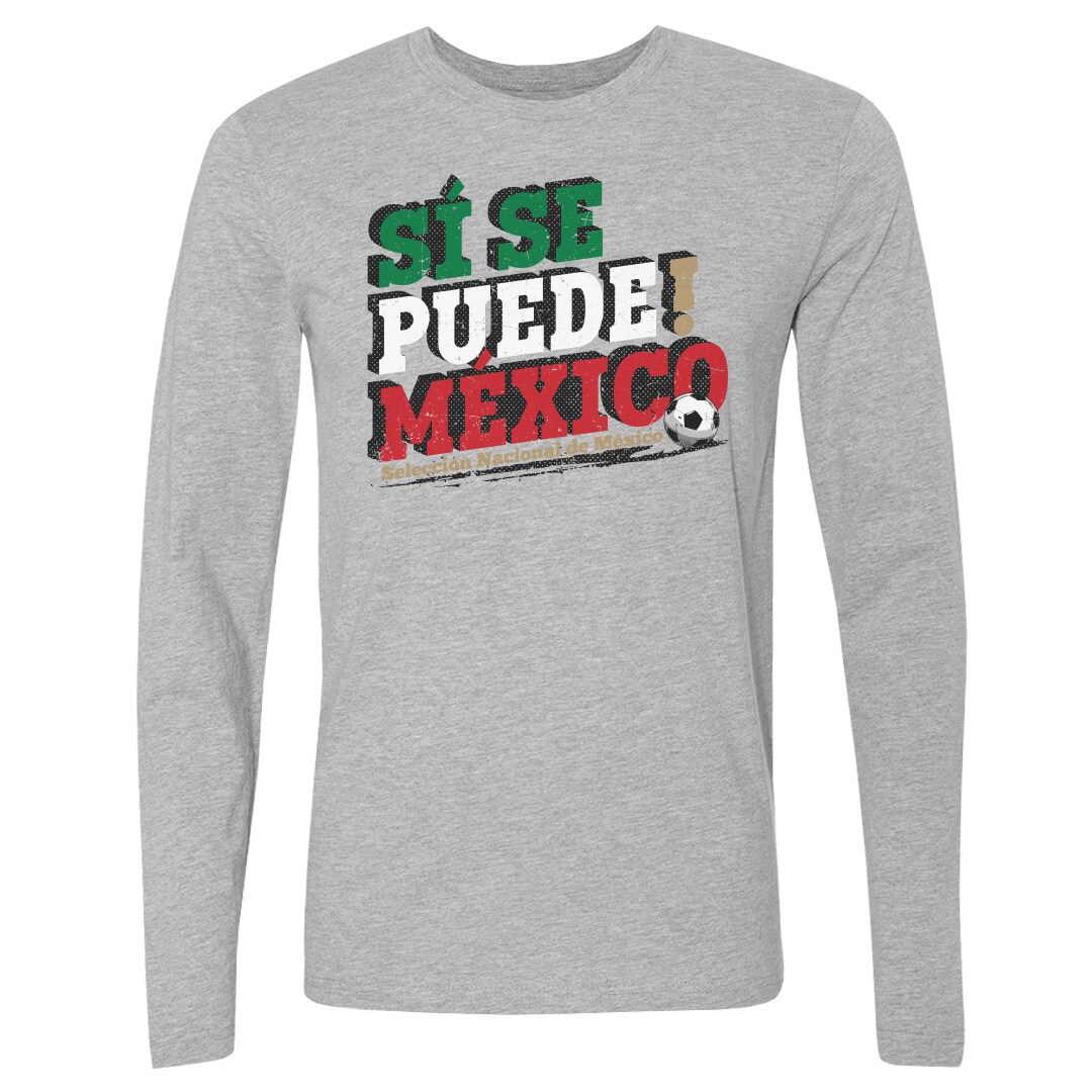Shop mexico national team 500 level si se puede long sleeve t-shirt – heather gray – Mexico Football Shirts & World Cup Jerseys