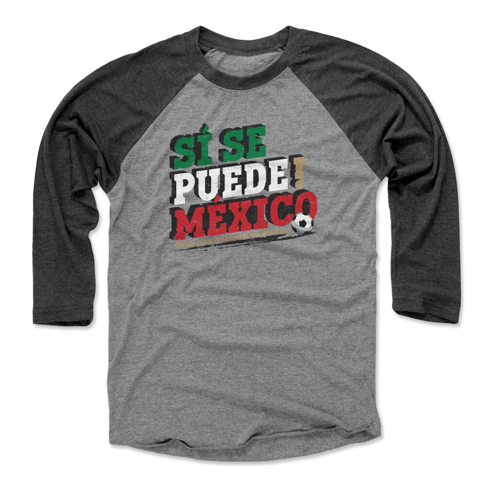 Shop mexico national team 500 level si se puede raglan 34-sleeve baseball t-shirt – blackheather gray – Mexico Football Shirts & World Cup Jerseys