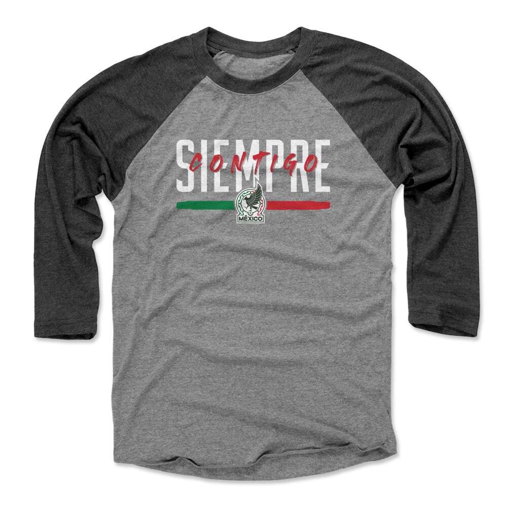 Shop mexico national team 500 level siempre contigo 34-sleeve tri-blend baseball t-shirt – blackheather gray – Mexico Football Shirts & World Cup Jerseys